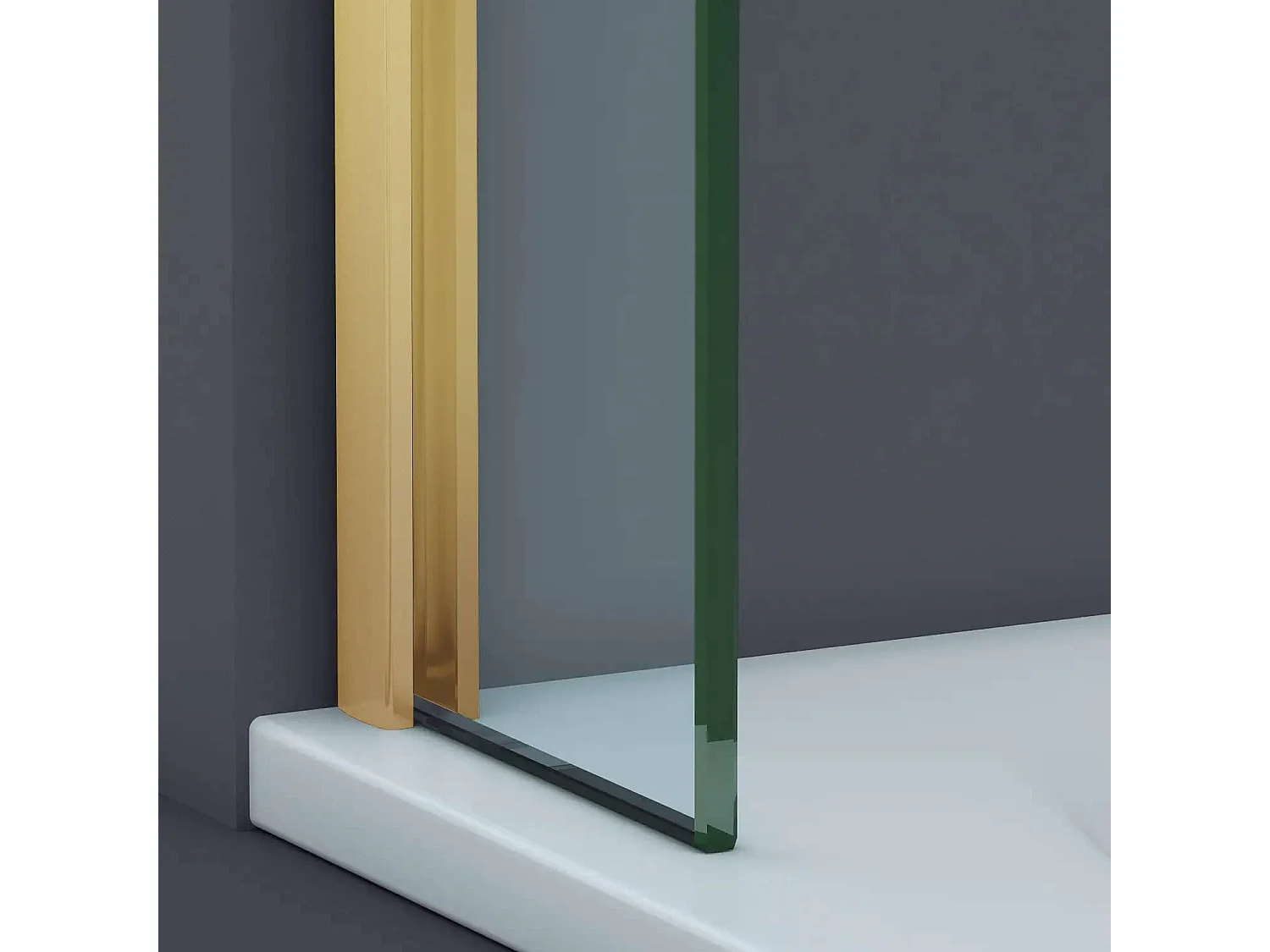 Pare douche fixe en verre sécurité transparent ép 6mm anti calcaire, L.110*H.195 cm, profilé or brossé, SUPERBAN Mont Blanc CC