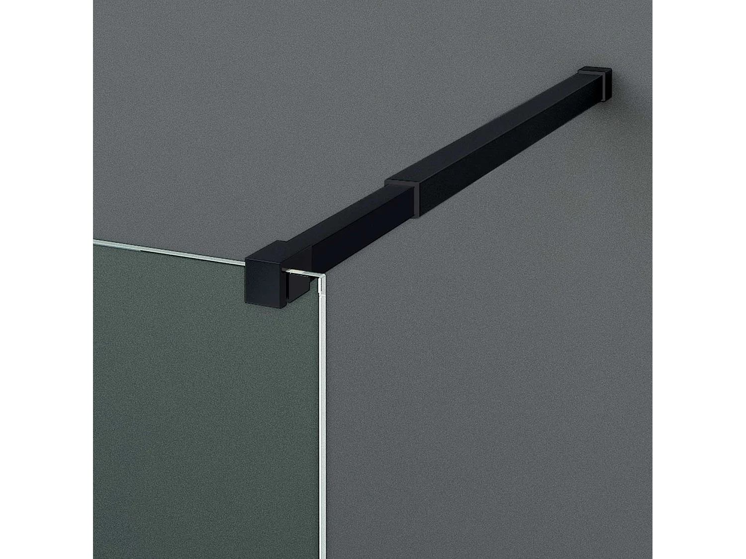 Pare douche fixe en verre sécurité transparent ép 8mm anti calcaire, L.100*H.195 cm, profilé noir mat, SUPERBAN Mont Blanc CC