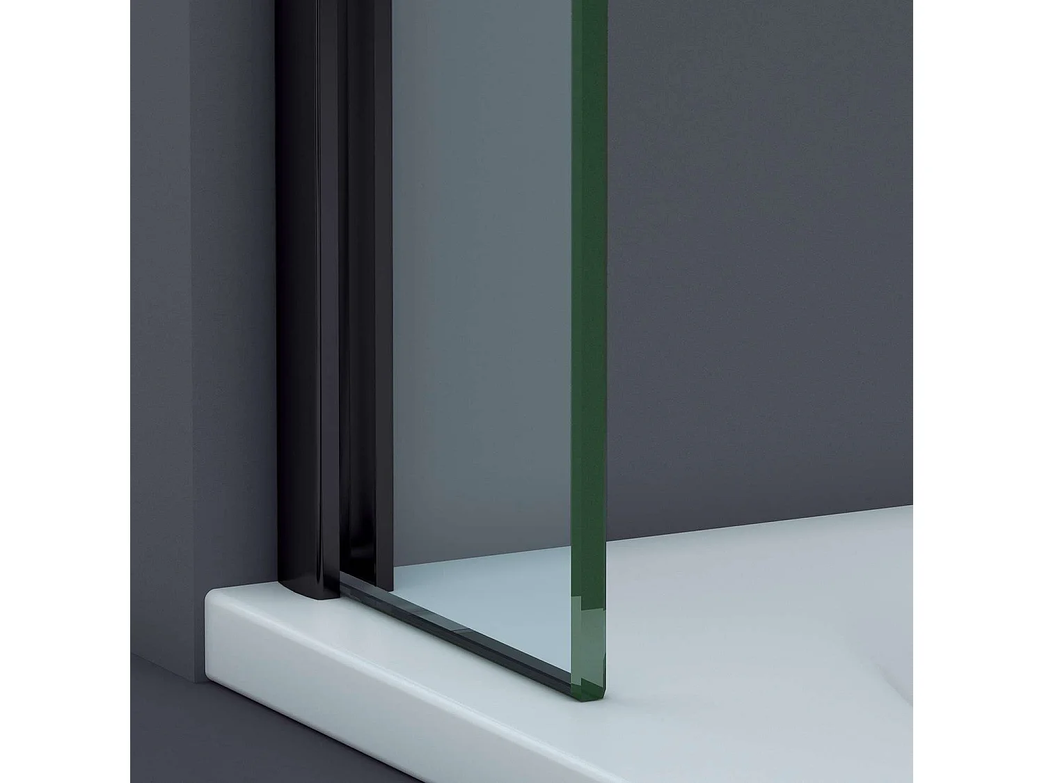 Pare douche fixe en verre sécurité transparent ép 6mm anti calcaire, L.100*H.195 cm, profilé noir mat, SUPERBAN Mont Blanc E