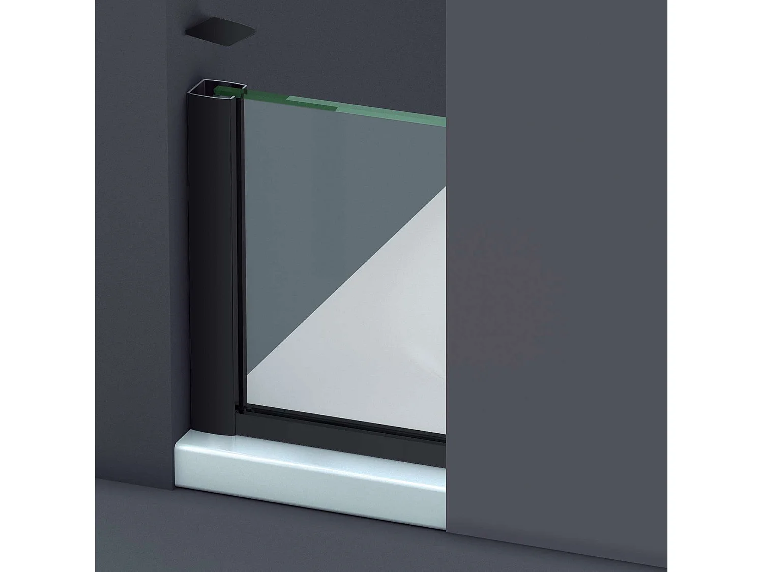 Pare douche fixe en verre sécurité transparent ép 6mm anti calcaire, L.120*H.195 cm, profilé noir mat, SUPERBAN Mont Blanc CC