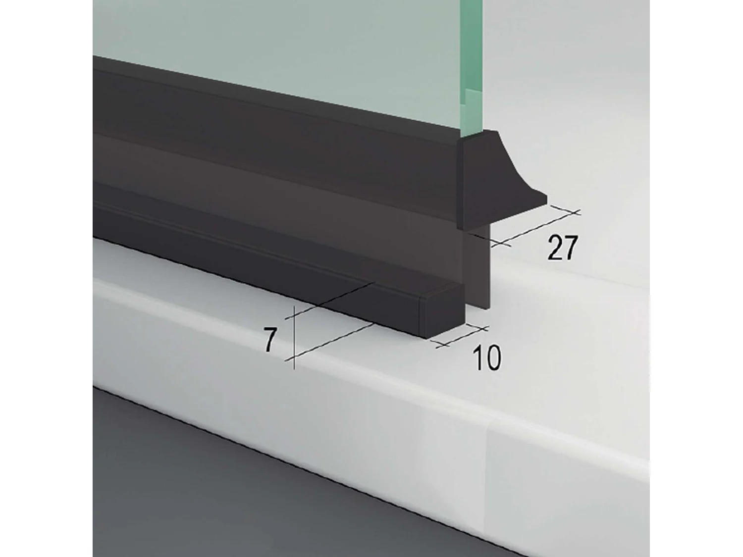 Pare douche fixe avec déflecteur Gauche en verre sécurité transparent ép 6mm anti calcaire, L(83+32)115*H195 cm, noir mat, SUPERBAN Alsace Sport +