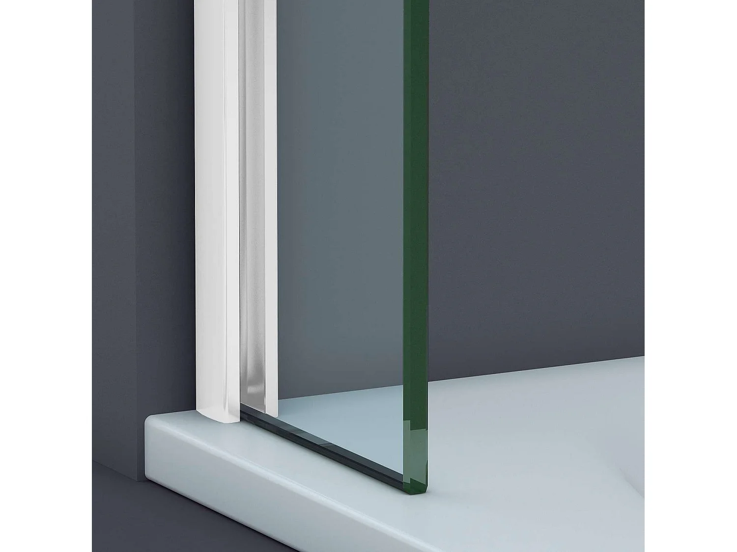 Pare douche fixe en verre sécurité transparent ép 6mm anti calcaire, L.110*H.195 cm, profilé blanc mat, SUPERBAN Mont Blanc CC