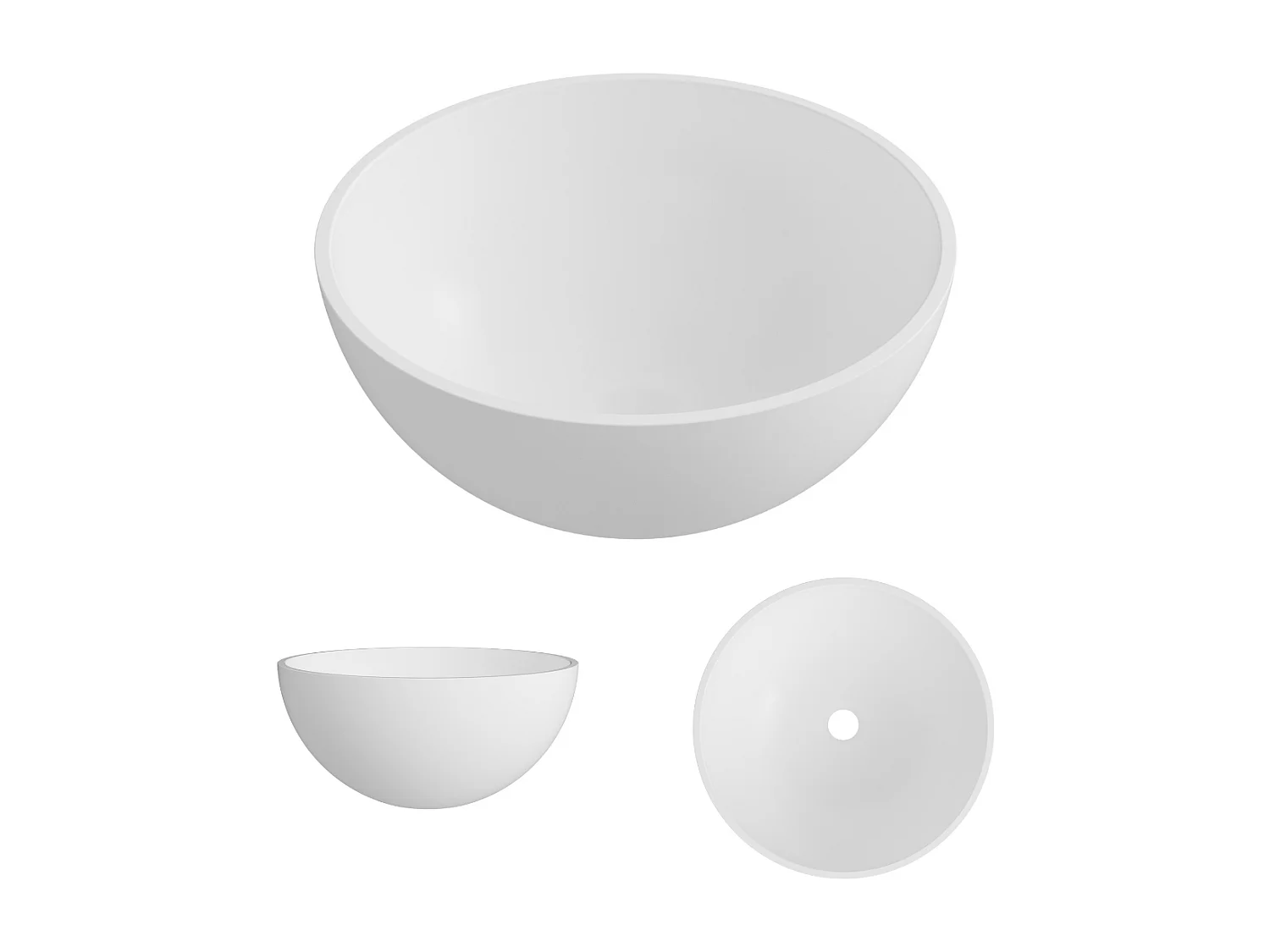 Vasque à poser VIDAR - 75% Minéral Blanc Mat Ronde 38cm*H17.5cm - LAVABERG