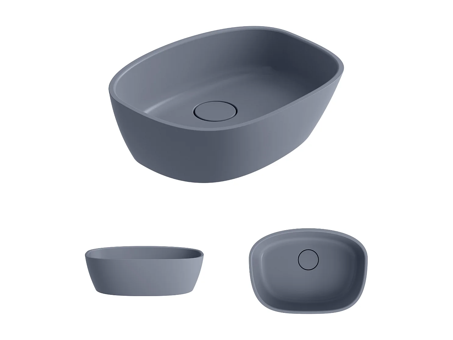 Vasque à poser FRODE - 75% Minéral Gris Mat Asymétrique 50*36*H16.6cm - LAVABERG