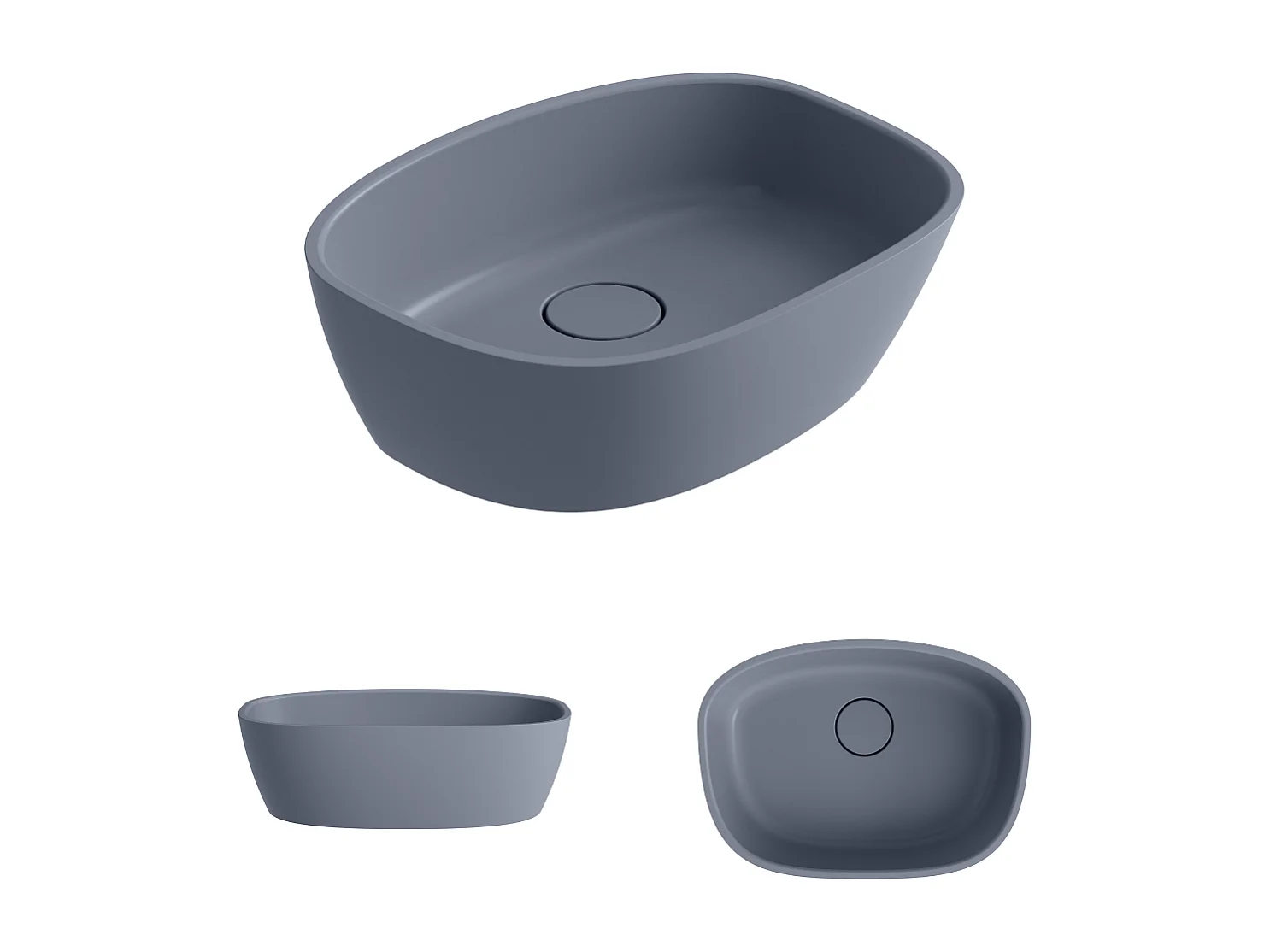 Vasque à poser FRODE - 75% Minéral Gris Mat Asymétrique 50*36*H16.6cm - LAVABERG