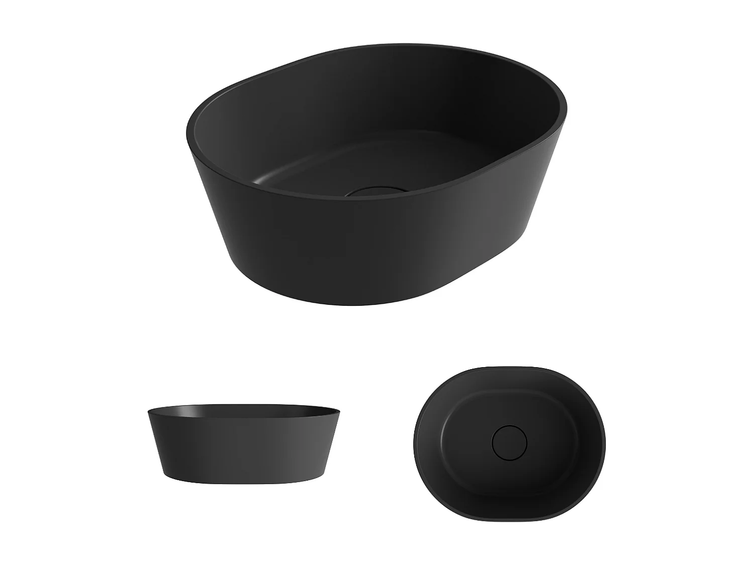 Vasque à poser KARIN - 75% Minéral Gris Mat Ovale 59,9x37,9cm, H16,6cm - LAVABERG