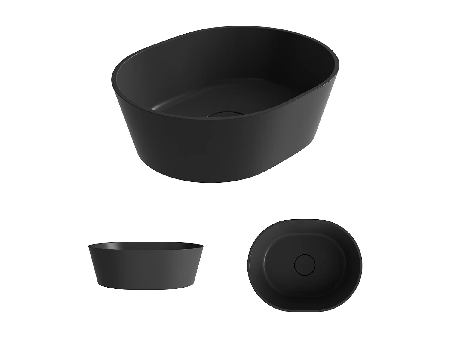 Vasque à poser KARIN - 75% Minéral Gris Mat Ovale 59,9x37,9cm, H16,6cm - LAVABERG