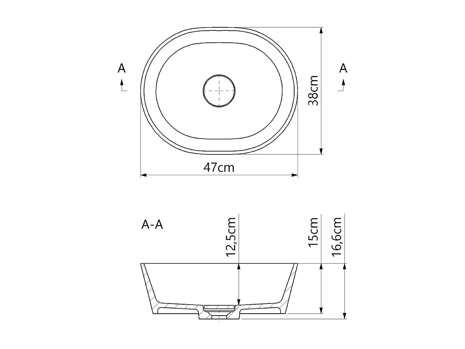 Vasque à poser KARIN - 75% Minéral Gris Mat Ovale 59,9x37,9cm, H16,6cm - LAVABERG