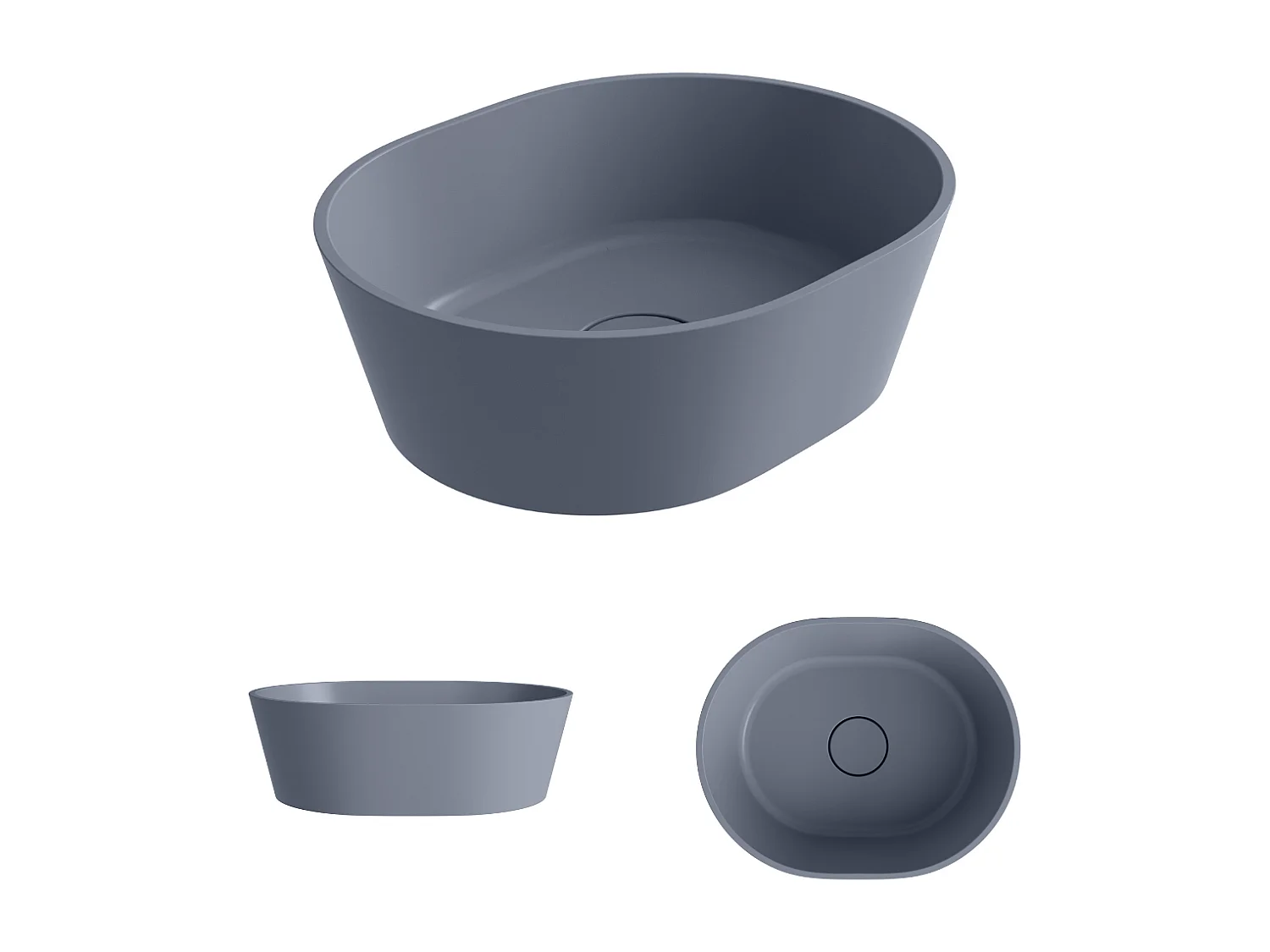 Vasque à poser KARIN - 75% Minéral Noir Mat Ovale 59,9x37,9cm, H16,6cm - LAVABERG