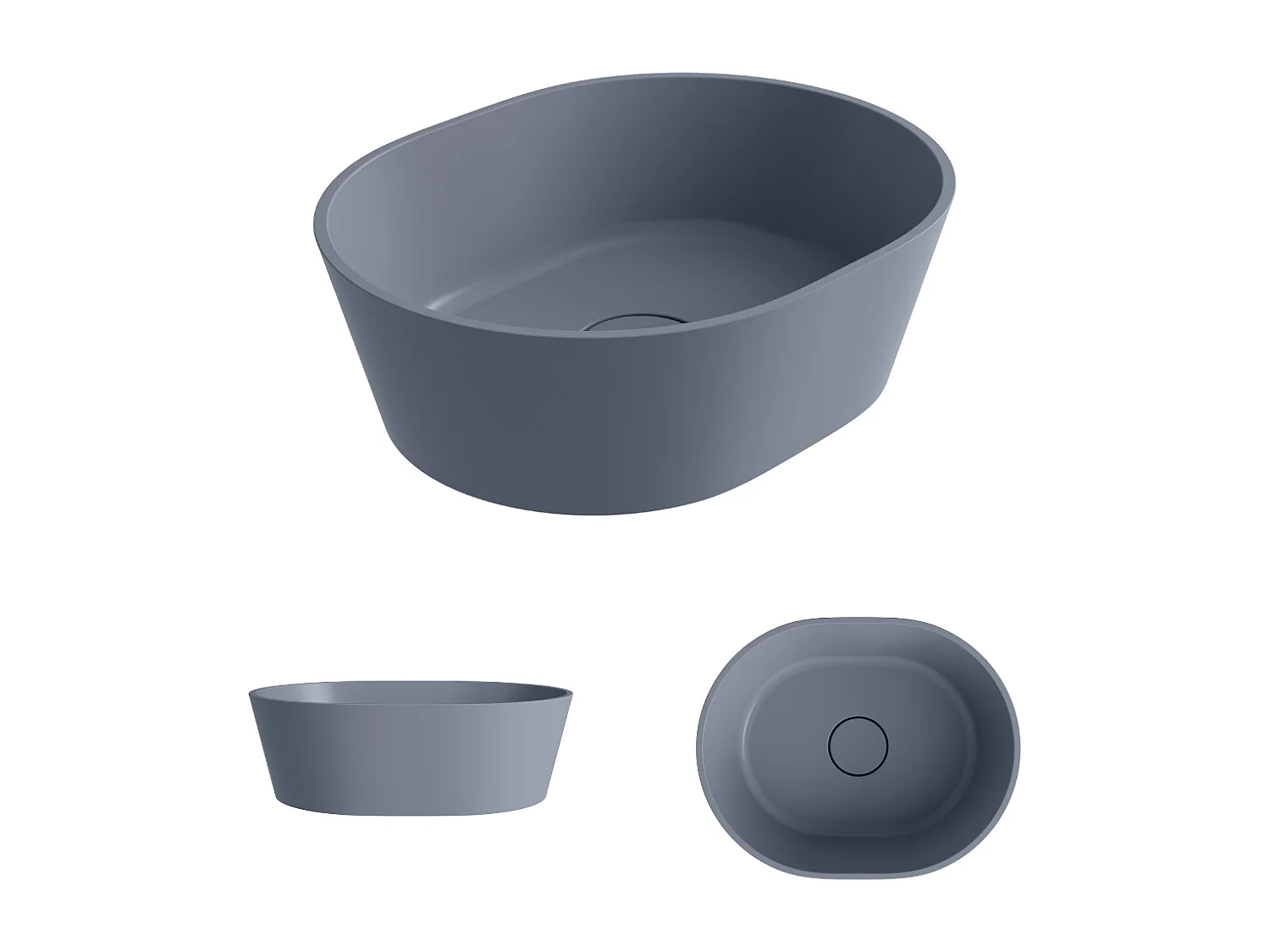 Vasque à poser KARIN - 75% Minéral Noir Mat Ovale 59,9x37,9cm, H16,6cm - LAVABERG