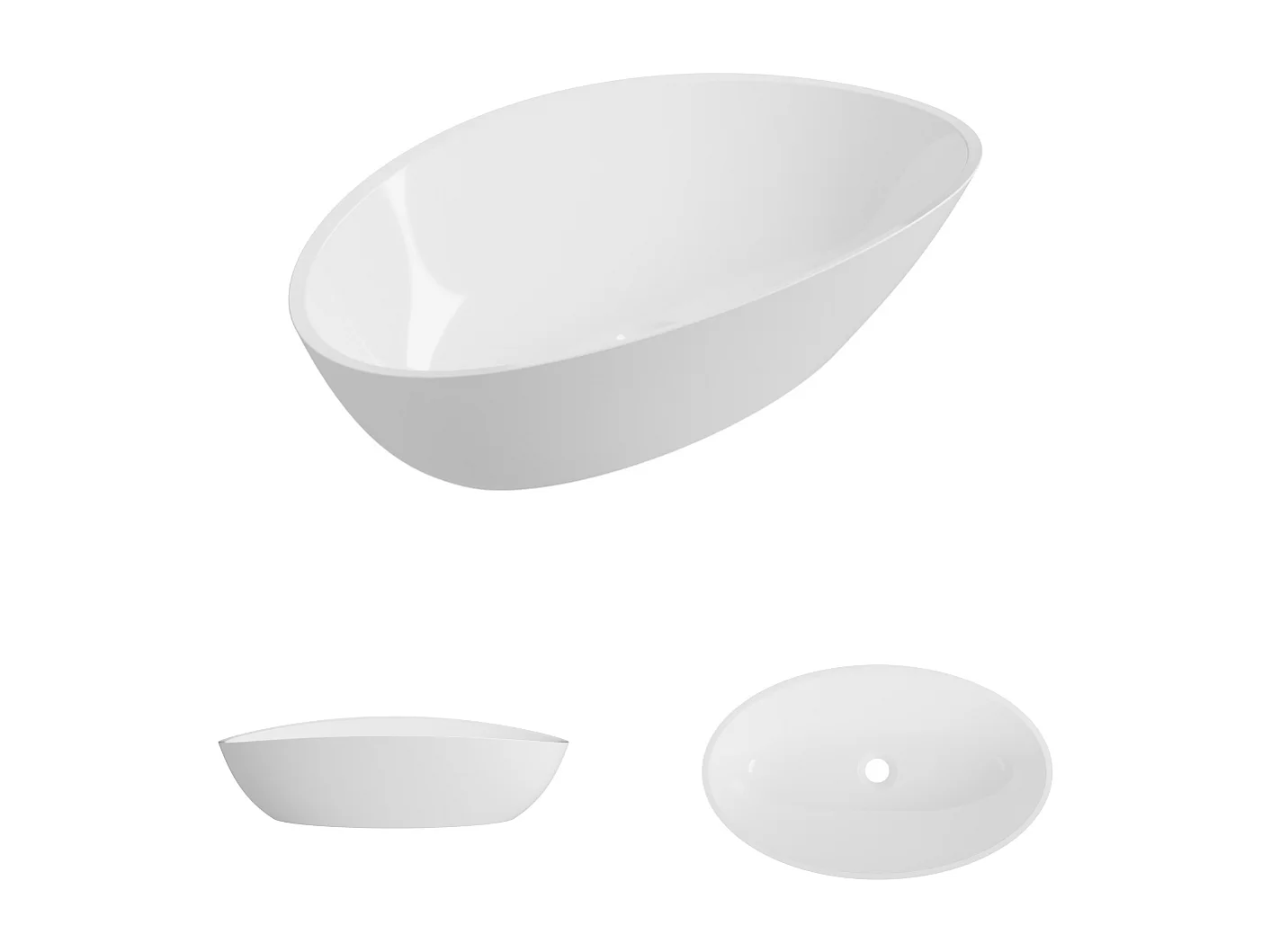 Vasque à poser EIRA - 75% Minéral Blanc Brillant Ovale 60*36*H16cm - LAVABERG