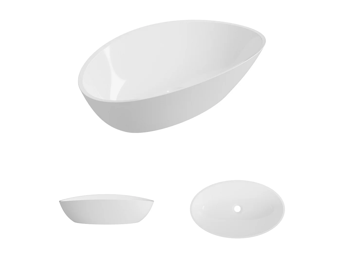 Vasque à poser EIRA - 75% Minéral Blanc Brillant Ovale 60*36*H16cm - LAVABERG