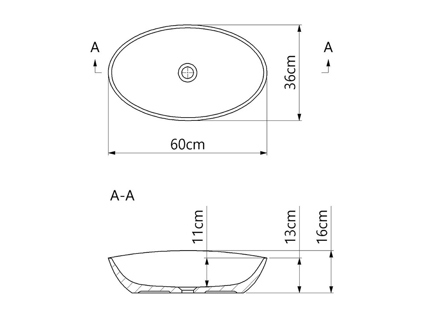 Vasque à poser EIRA - 75% Minéral Blanc Mat Ovale 60*36*H16cm - LAVABERG