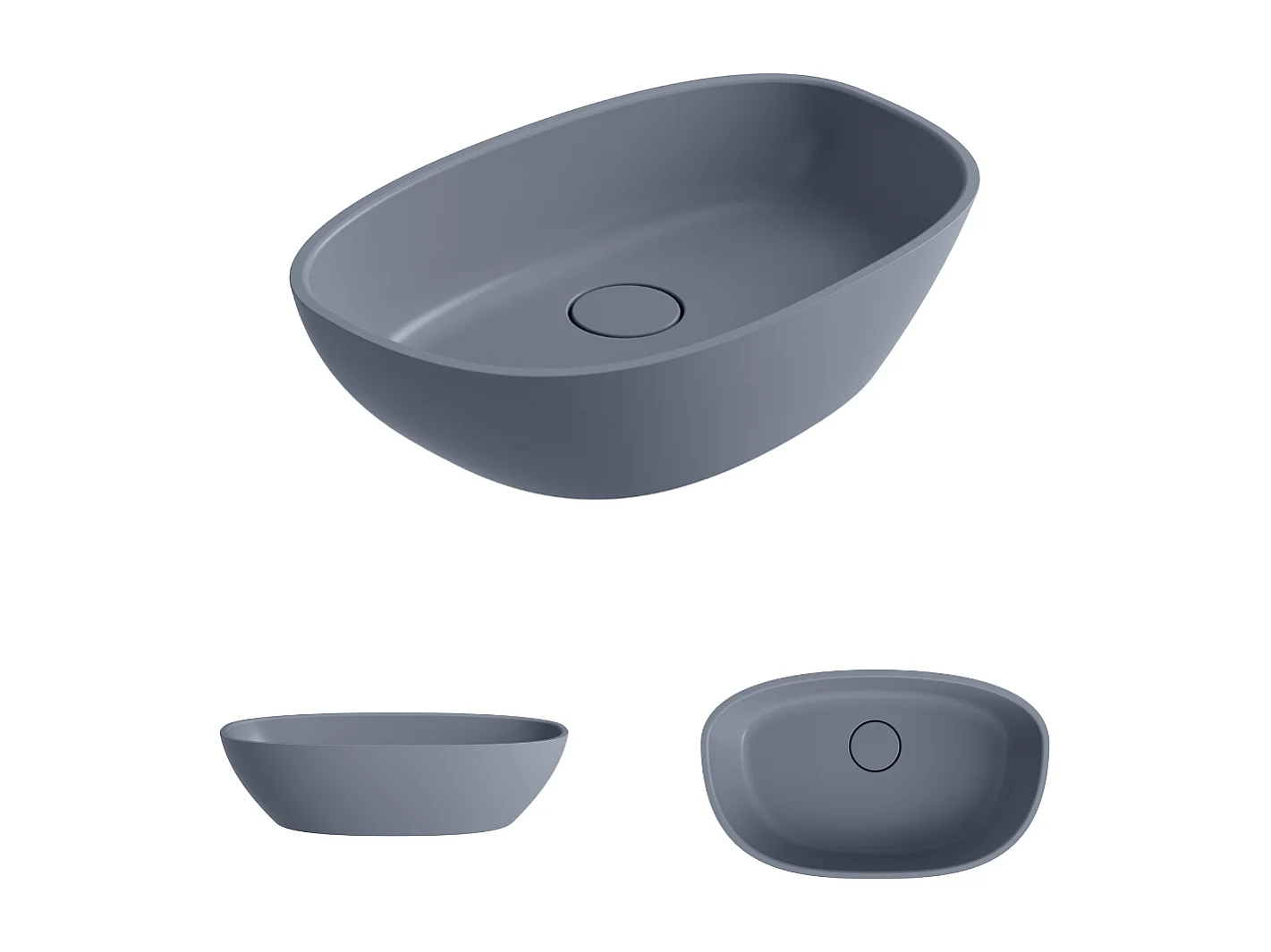 Vasque à poser FRODE - 75% Minéral Gris Mat Asymétrique 60*36*H16.6cm - LAVABERG