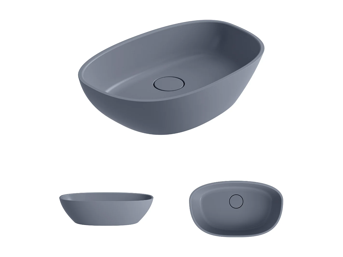 Vasque à poser FRODE - 75% Minéral Gris Mat Asymétrique 60*36*H16.6cm - LAVABERG