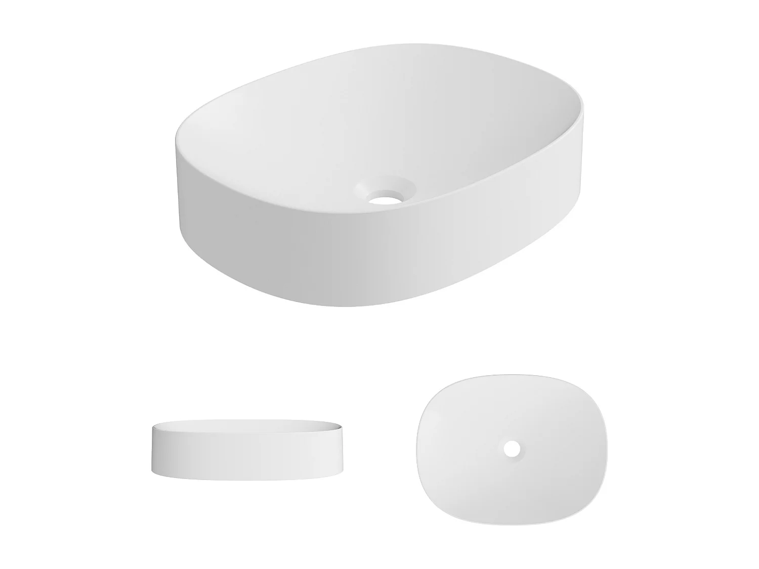 Vasque à poser OSCAR  - 75% Minéral Blanc Mat Ovale 48*38*H11.7cm - LAVABERG