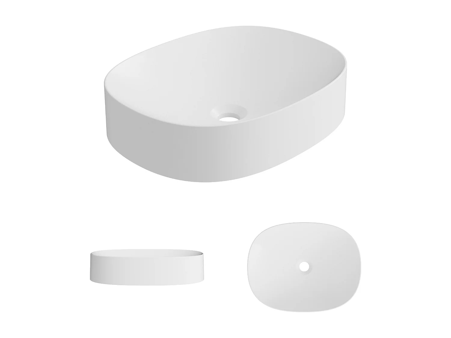 Vasque à poser OSCAR  - 75% Minéral Blanc Mat Ovale 48*38*H11.7cm - LAVABERG