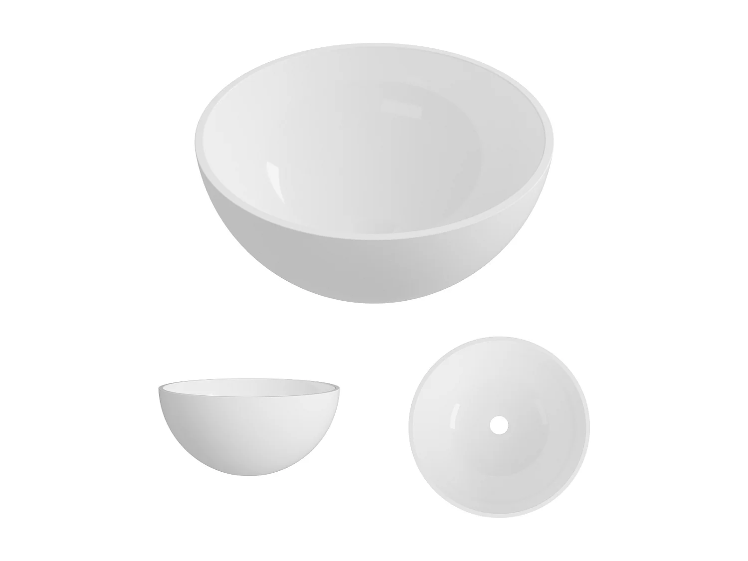 Vasque à poser VIDAR - 75% Minéral Blanc Brillant Ronde 38cm*H17.5cm - LAVABERG