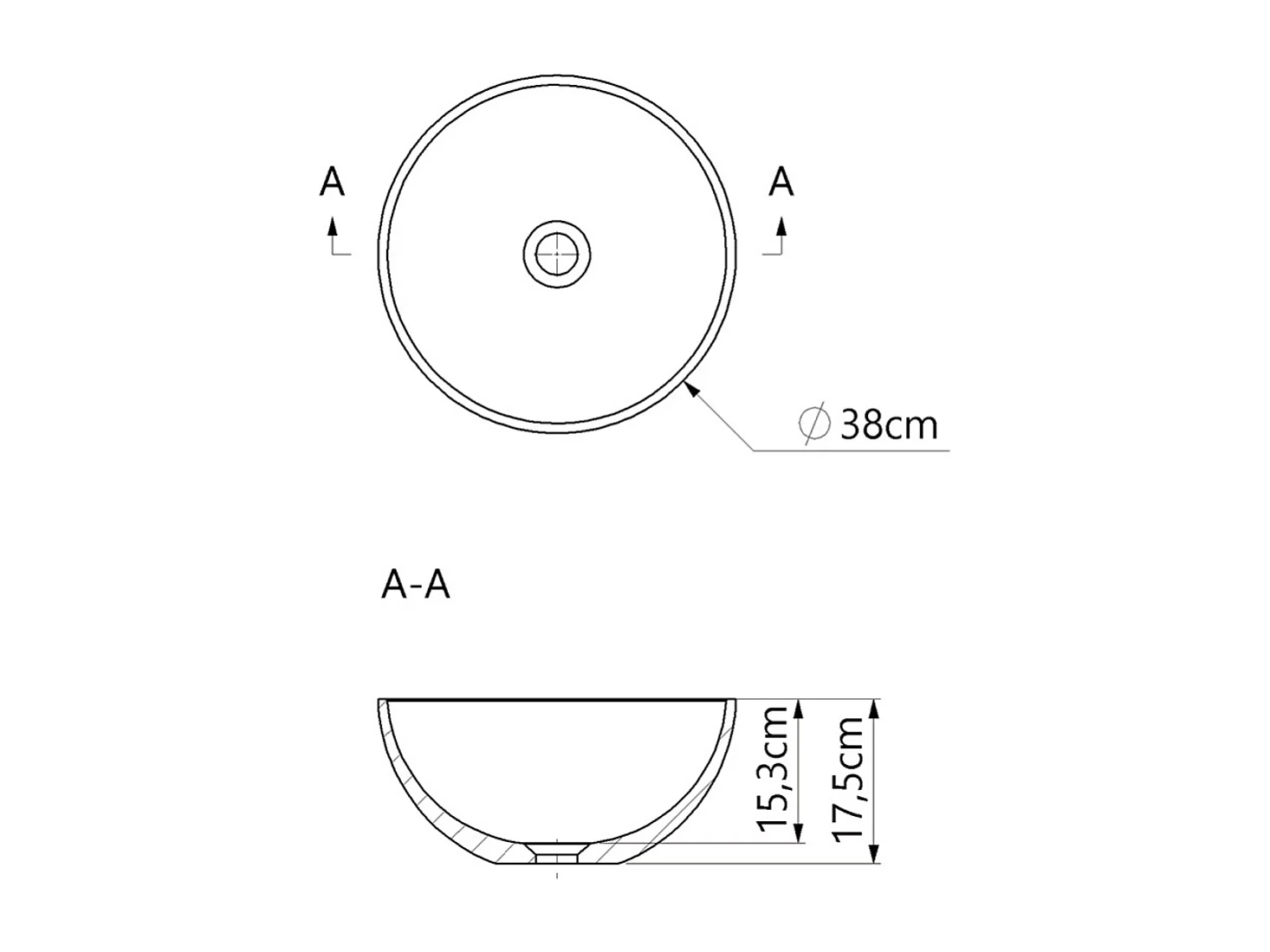 Vasque à poser VIDAR - 75% Minéral Blanc Brillant Ronde 38cm*H17.5cm - LAVABERG