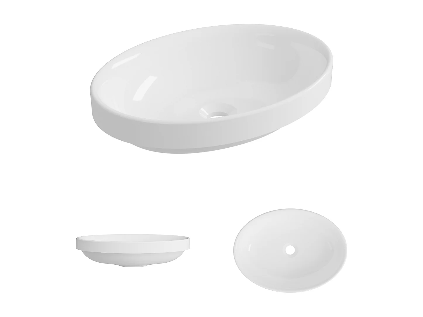Vasque à encastrer RUNA - 75% Minéral Blanc Brillant Ovale 50*37*H12,3cm - LAVABERG