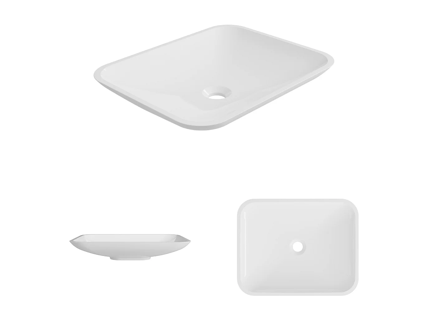 Vasque à poser ANJA - 75% Minéral Blanc Brillant Rectangle 49.9*39.9cm*H9.2cm - LAVABERG