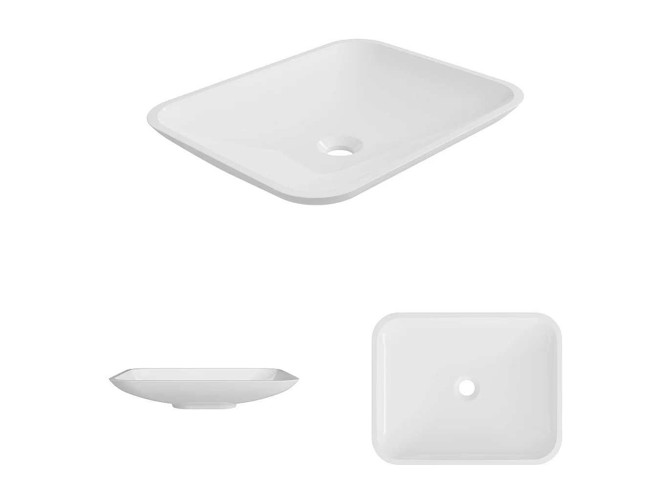 Vasque à poser ANJA - 75% Minéral Blanc Brillant Rectangle 49.9*39.9cm*H9.2cm - LAVABERG