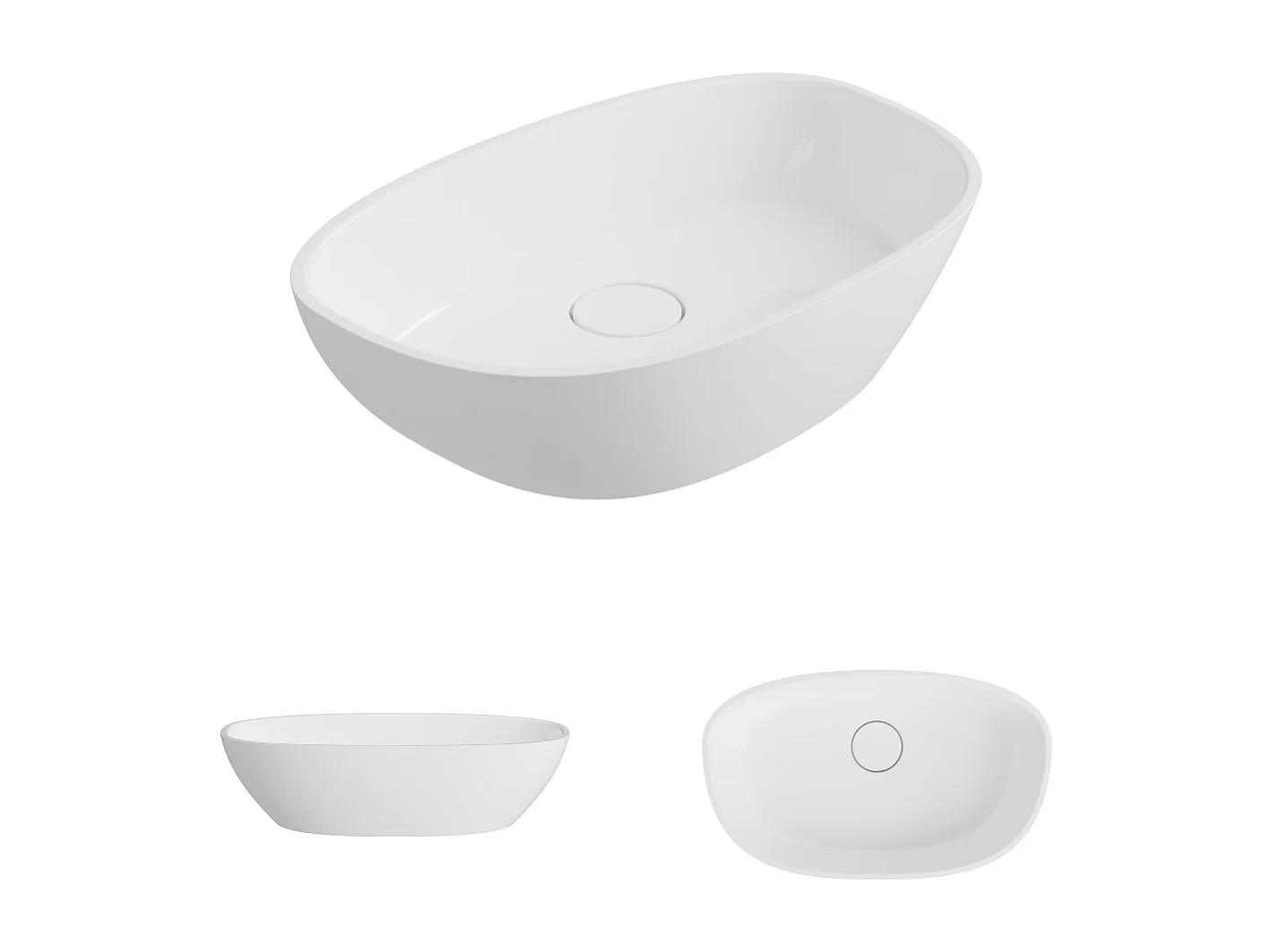 Vasque à poser FRODE - 75% Minéral Blanc Brillant Asymétrique 60*36*H16.6cm - LAVABERG