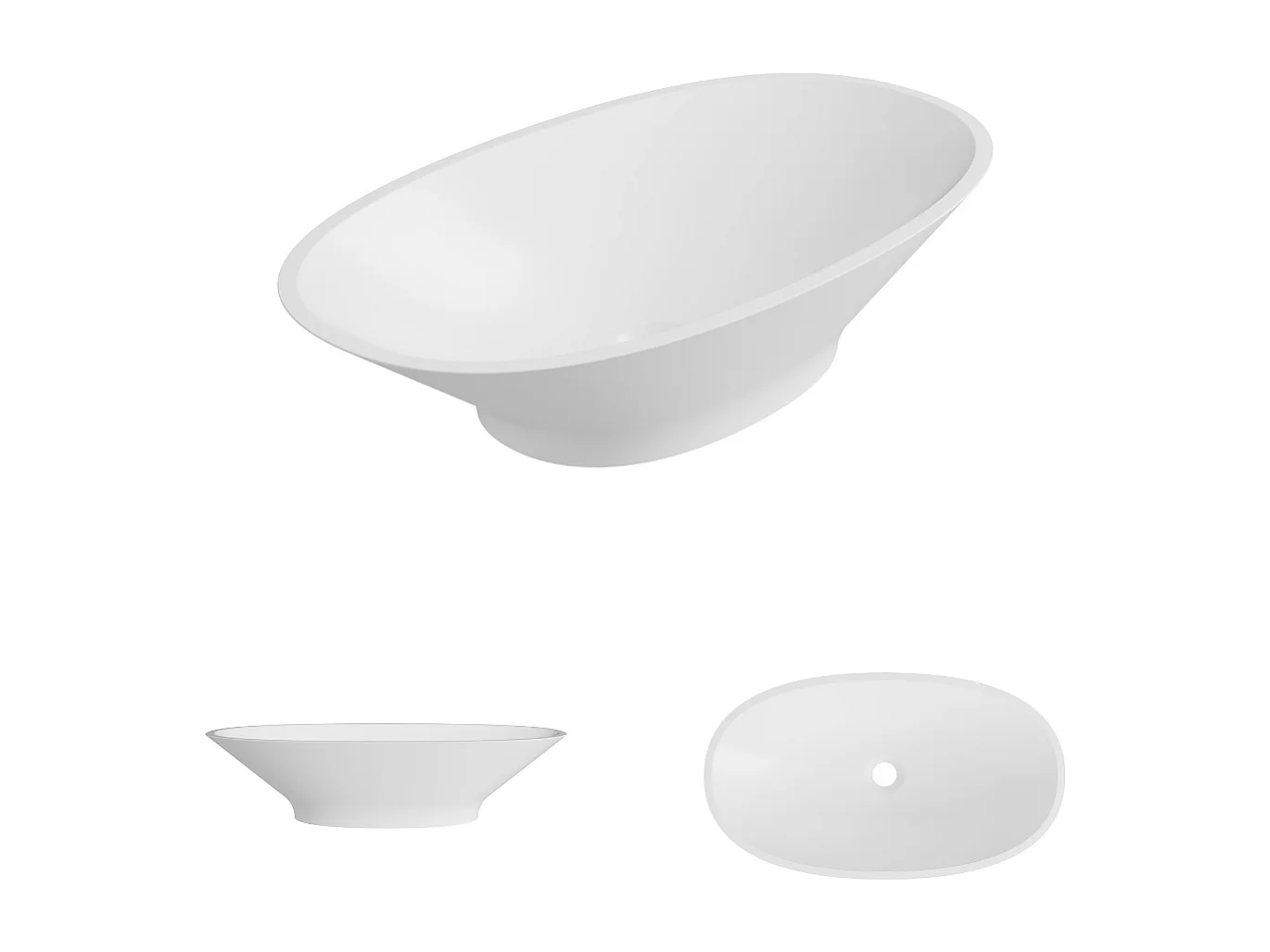 Vasque à poser LARS - 75% Minéral Blanc Mat Ovale 60*35*H16cm - LAVABERG