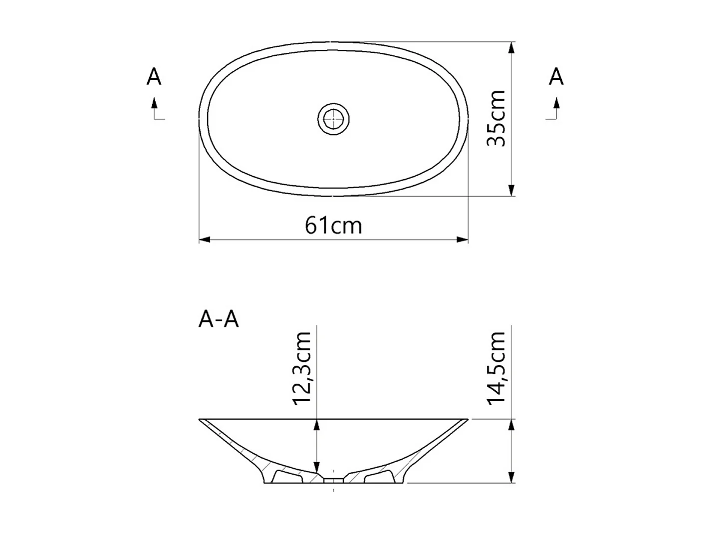 Vasque à poser LARS - 75% Minéral Blanc Mat Ovale 60*35*H16cm - LAVABERG