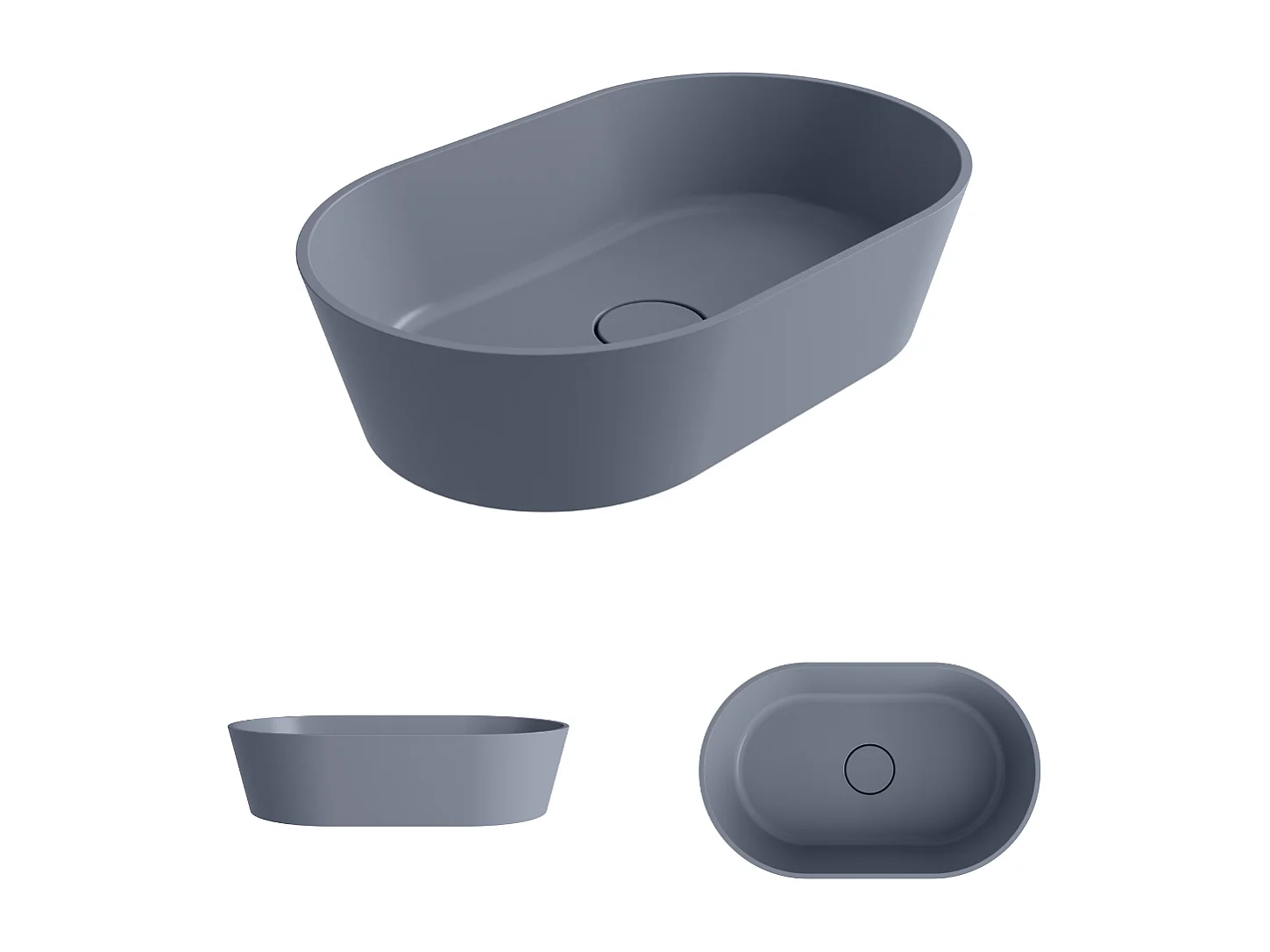 Vasque à poser KARIN - 75% Minéral Gris Mat Ovale 47*38*H16.6cm - LAVABERG