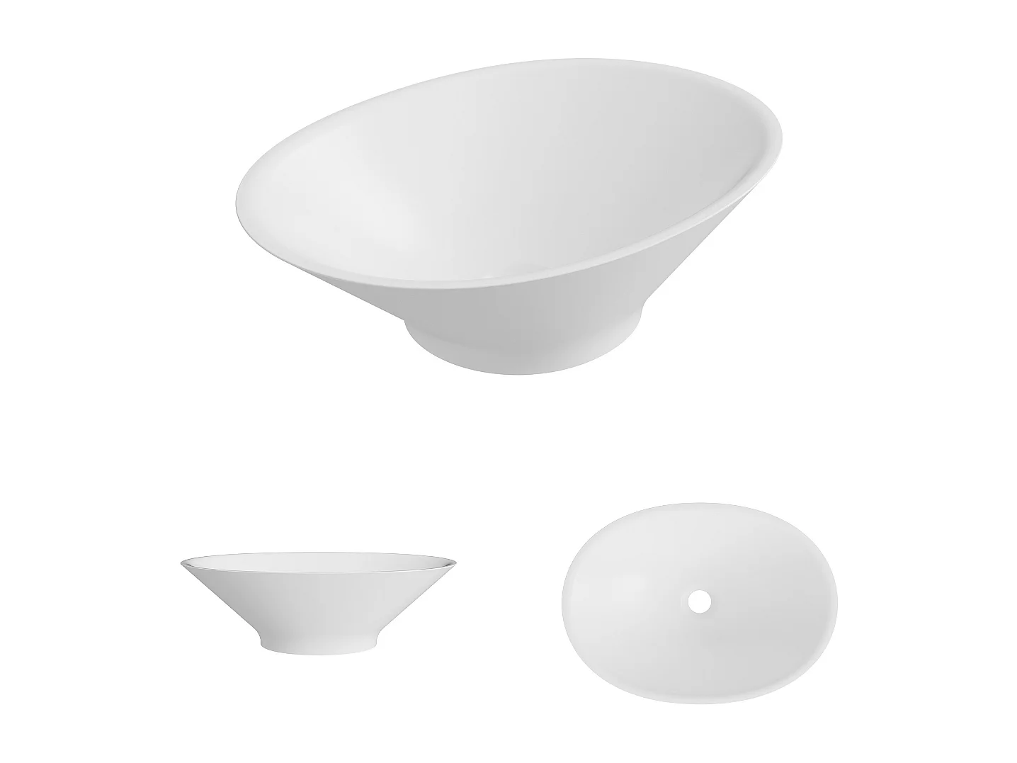 Vasque à poser LARS - 75% Minéral Blanc Mat Ovale 48*35*H16cm - LAVABERG