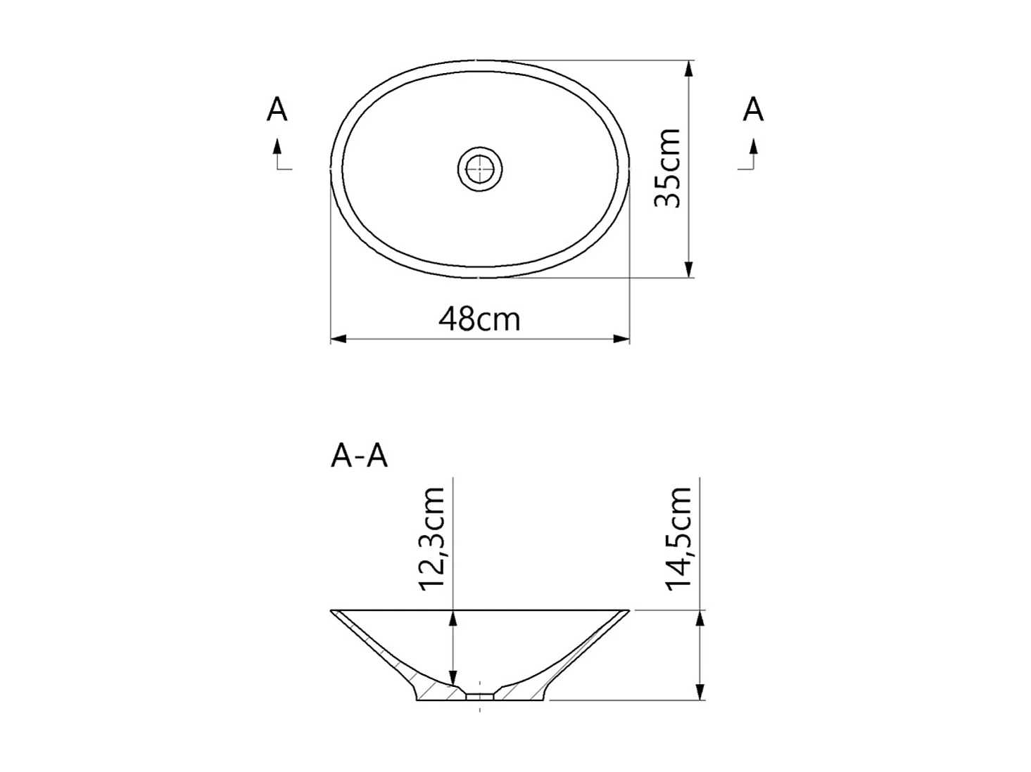 Vasque à poser LARS - 75% Minéral Blanc Mat Ovale 48*35*H16cm - LAVABERG