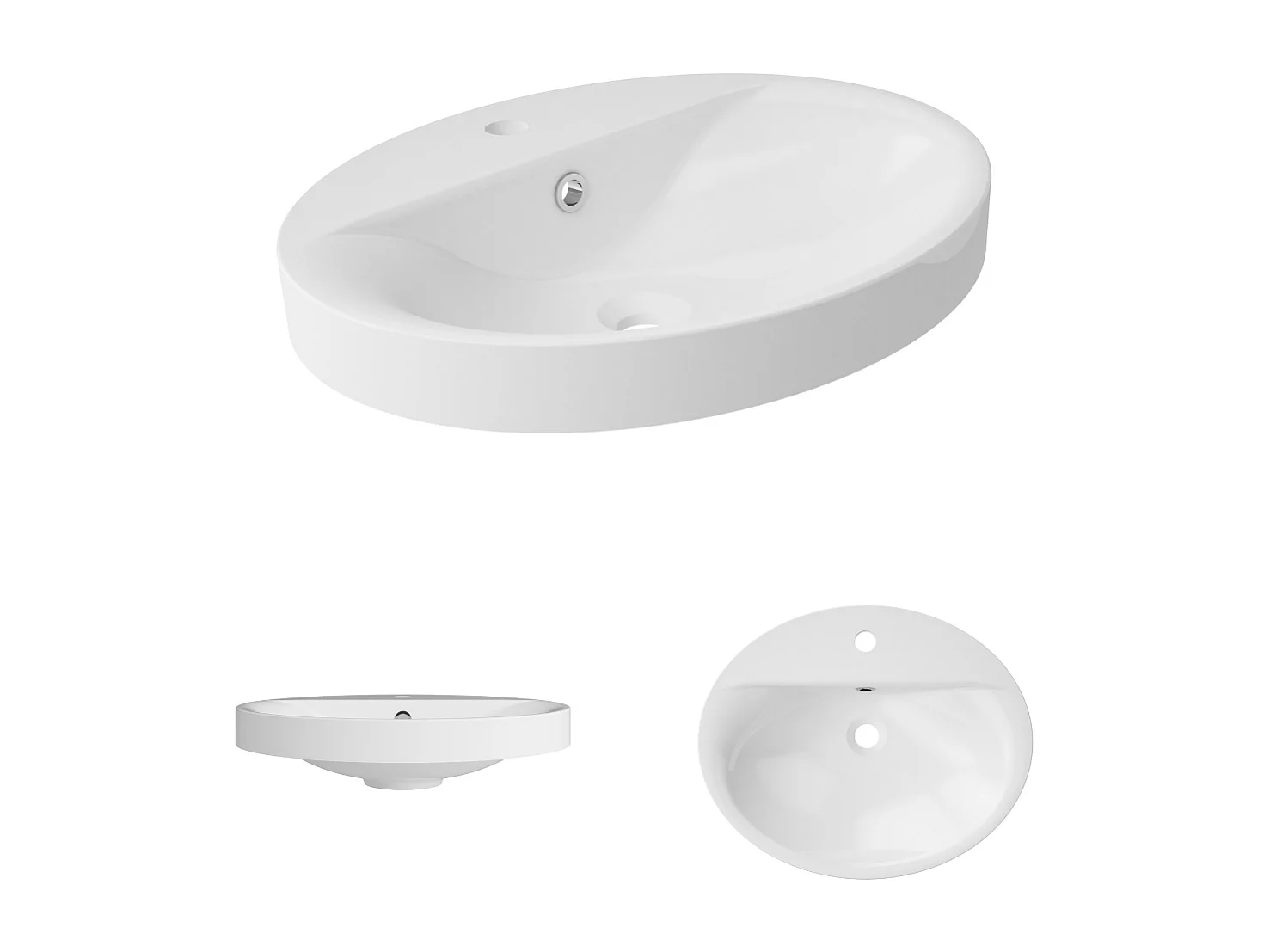 Vasque à encastrer LEIF - 75% Minéral Blanc Brillant Ovale 55*45*H13,2cm - LAVABERG