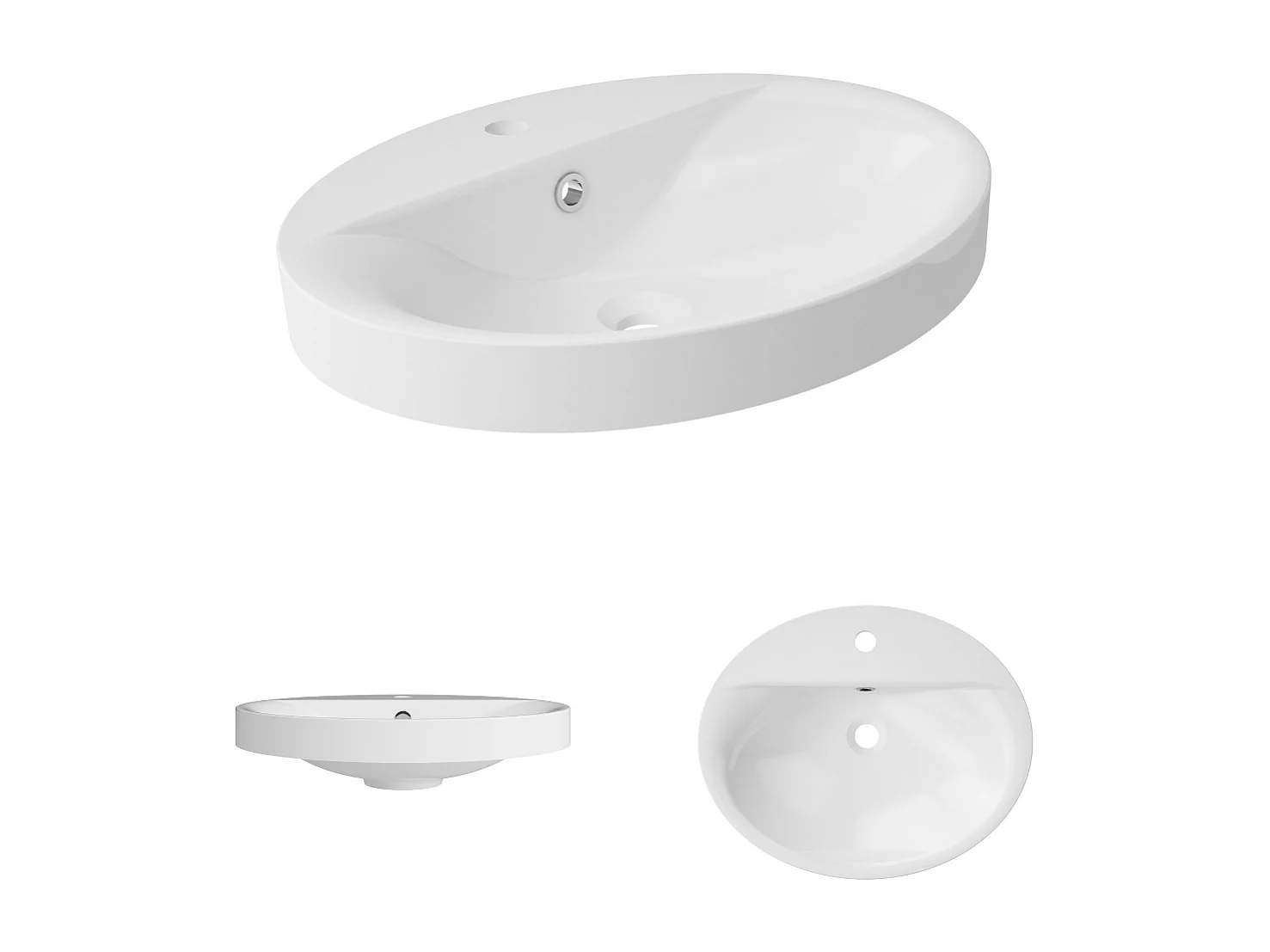 Vasque à encastrer LEIF - 75% Minéral Blanc Brillant Ovale 55*45*H13,2cm - LAVABERG