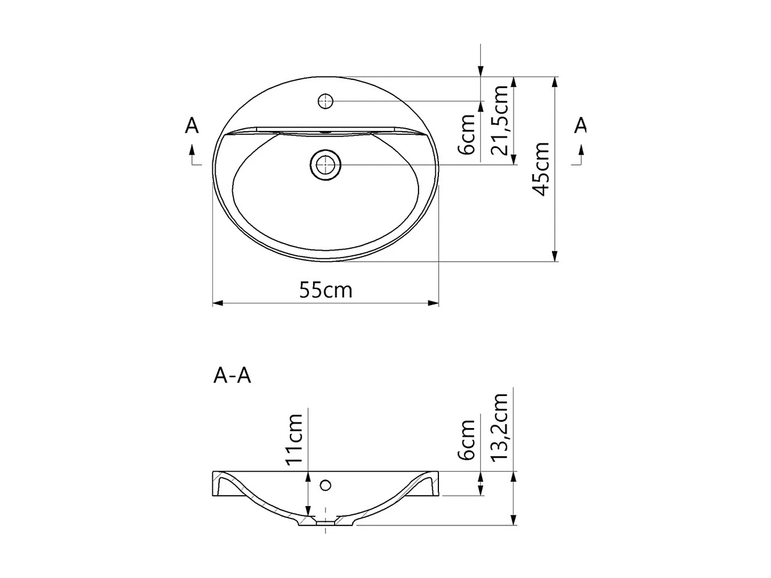 Vasque à encastrer LEIF - 75% Minéral Blanc Brillant Ovale 55*45*H13,2cm - LAVABERG
