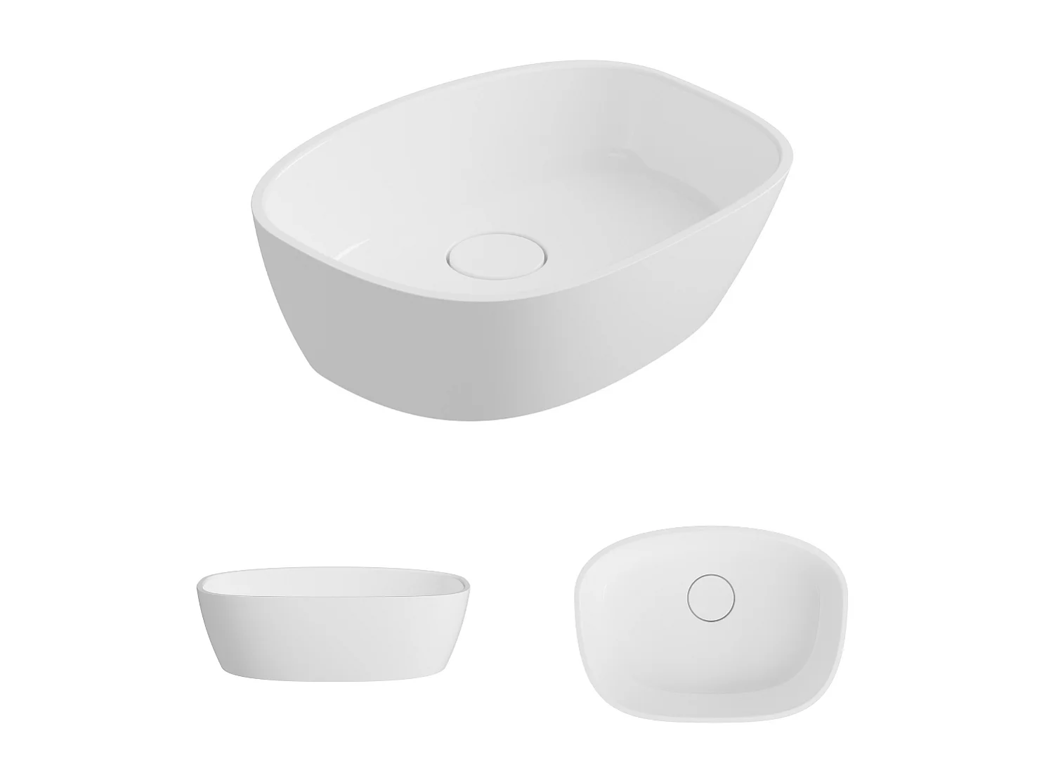 Vasque à poser FRODE - 75% Minéral Blanc Brillant Asymétrique 50*36*H16.6cm - LAVABERG