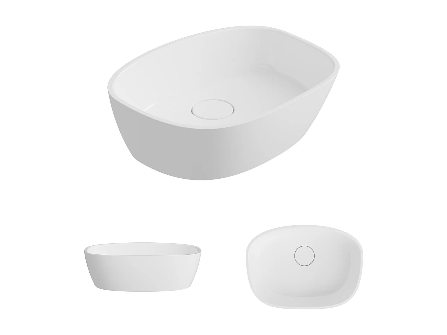 Vasque à poser FRODE - 75% Minéral Blanc Brillant Asymétrique 50*36*H16.6cm - LAVABERG