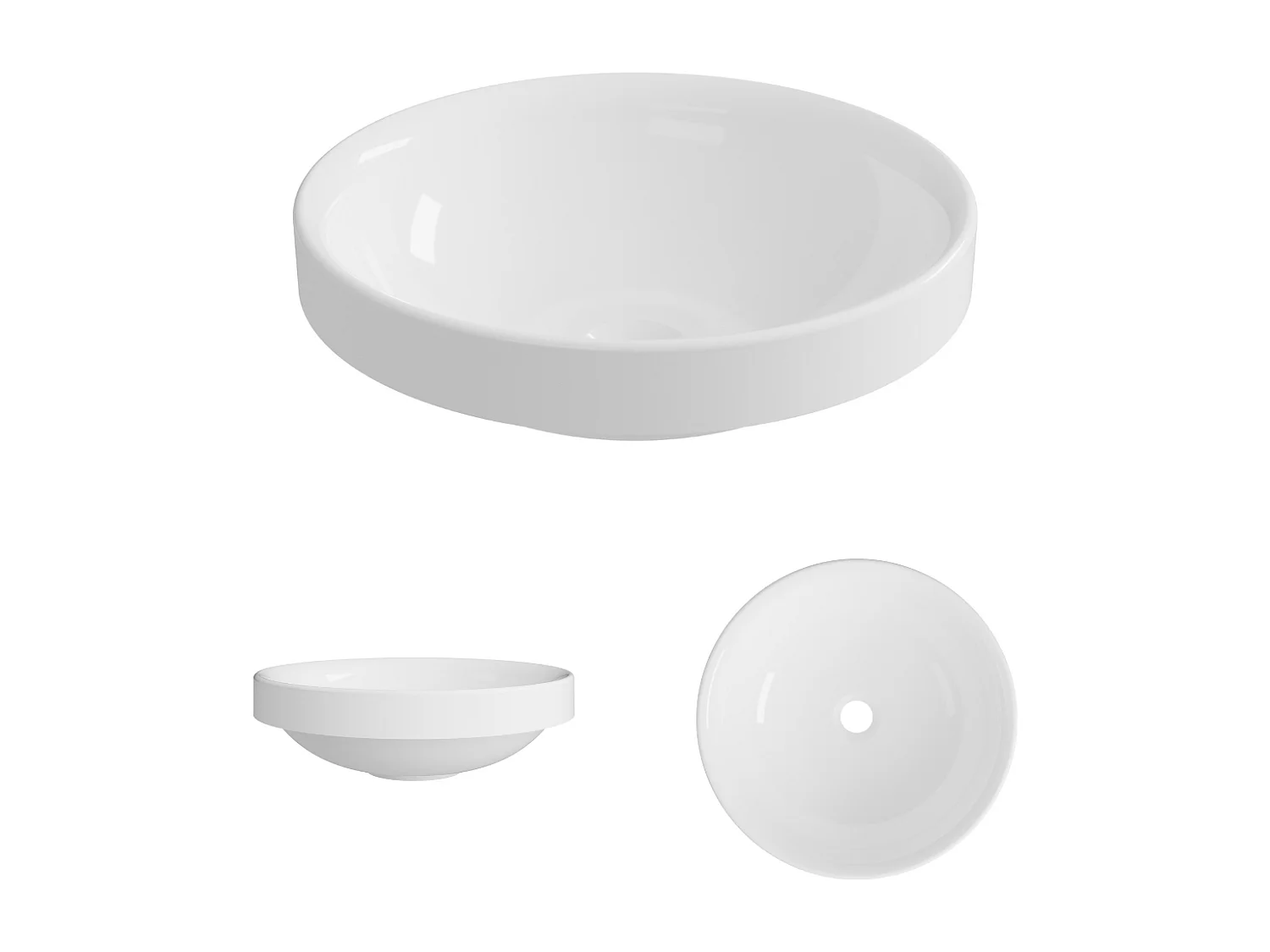 Vasque à encastrer ÉRIK - 75% Minéral Blanc Brillant Ronde 40cm*H12.7cm - LAVABERG