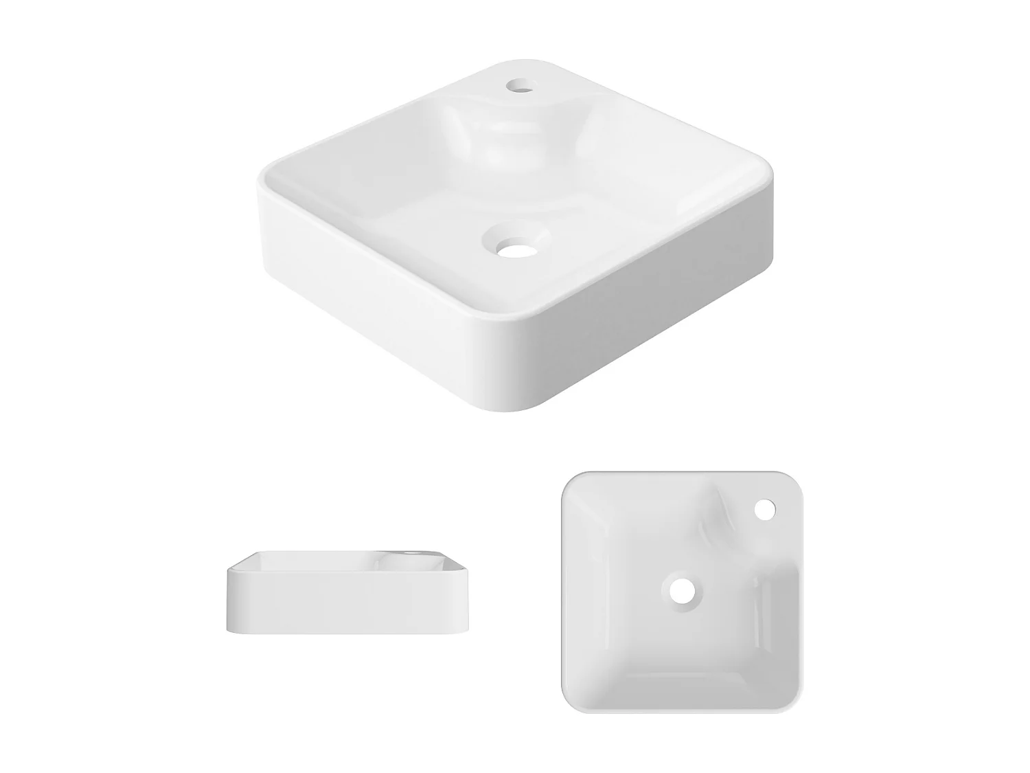 Vasque à poser INGRID - 75% Minéral Blanc Brillant Carré 40*40*H10cm - LAVABERG