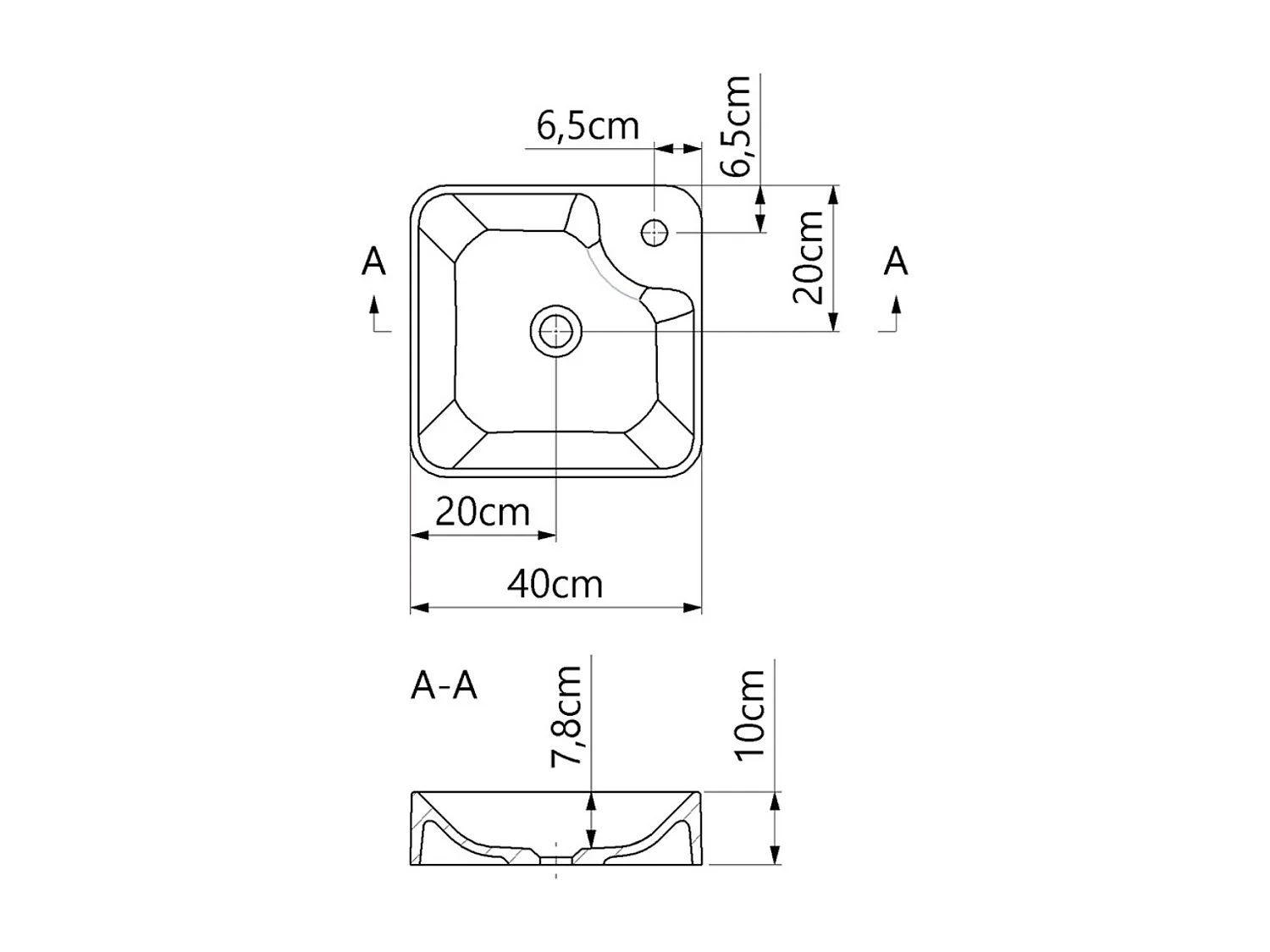 Vasque à poser INGRID - 75% Minéral Blanc Brillant Carré 40*40*H10cm - LAVABERG