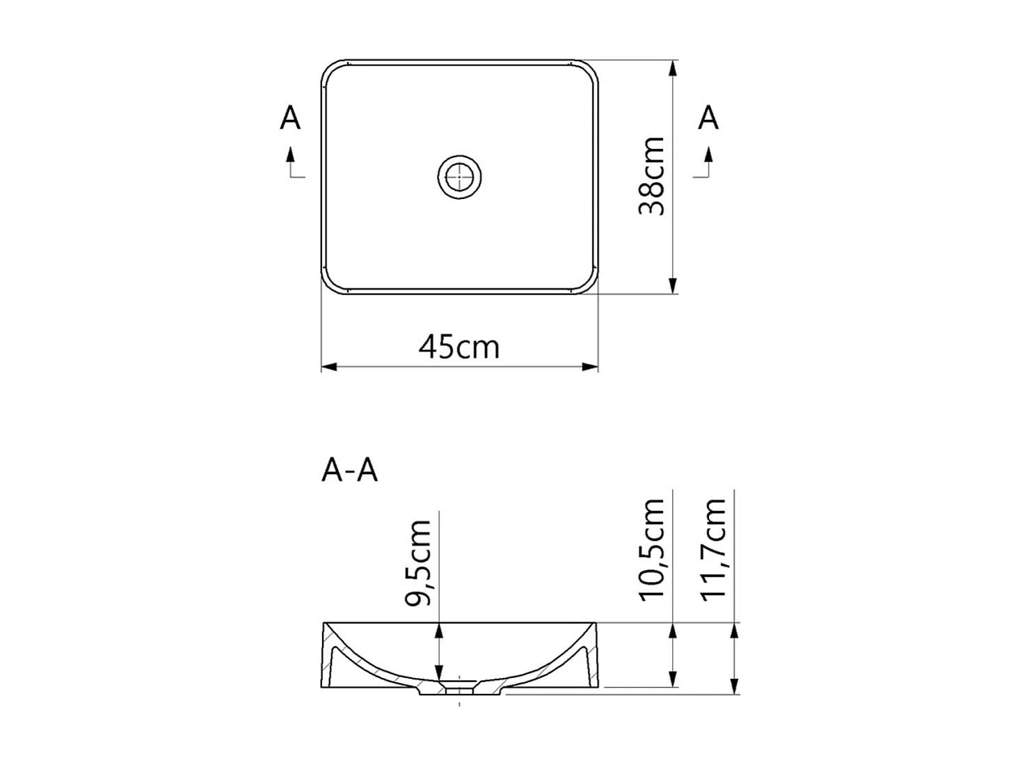 Vasque à poser OSCAR - 75% Minéral Blanc Mat Carré 45*38*H11.7cm - LAVABERG
