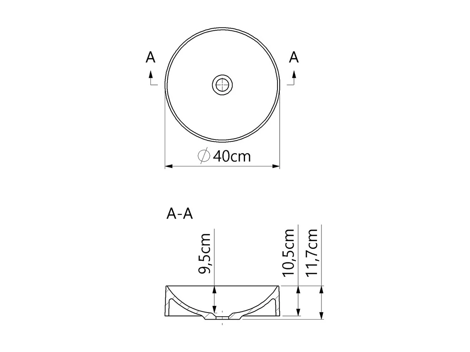 Vasque à poser OSCAR - 75% Minéral Blanc Brillant Ronde 40cm*H11.7cm - LAVABERG