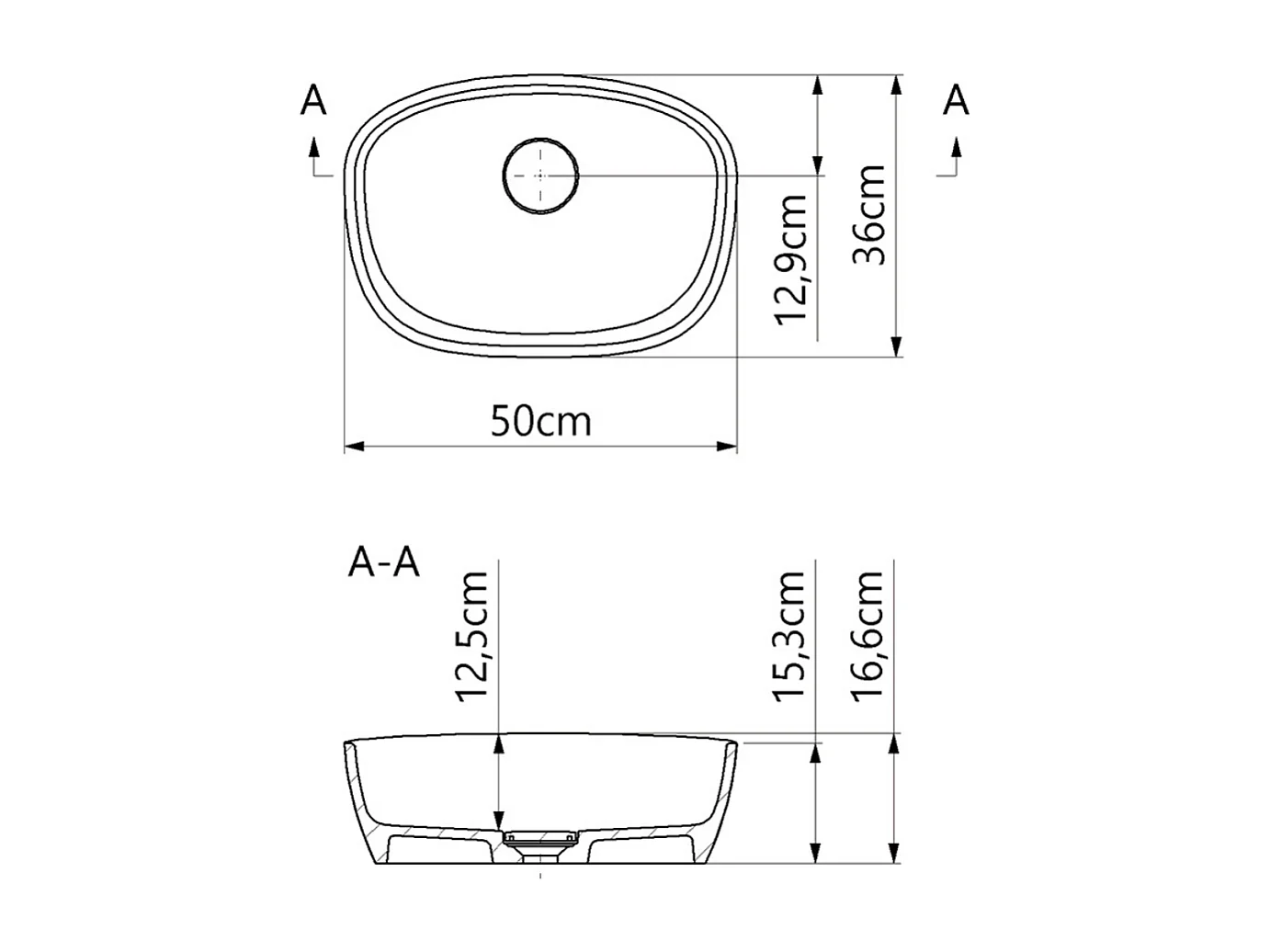 Vasque à poser FRODE - 75% Minéral Blanc Mat Asymétrique 50*36*H16.6cm - LAVABERG