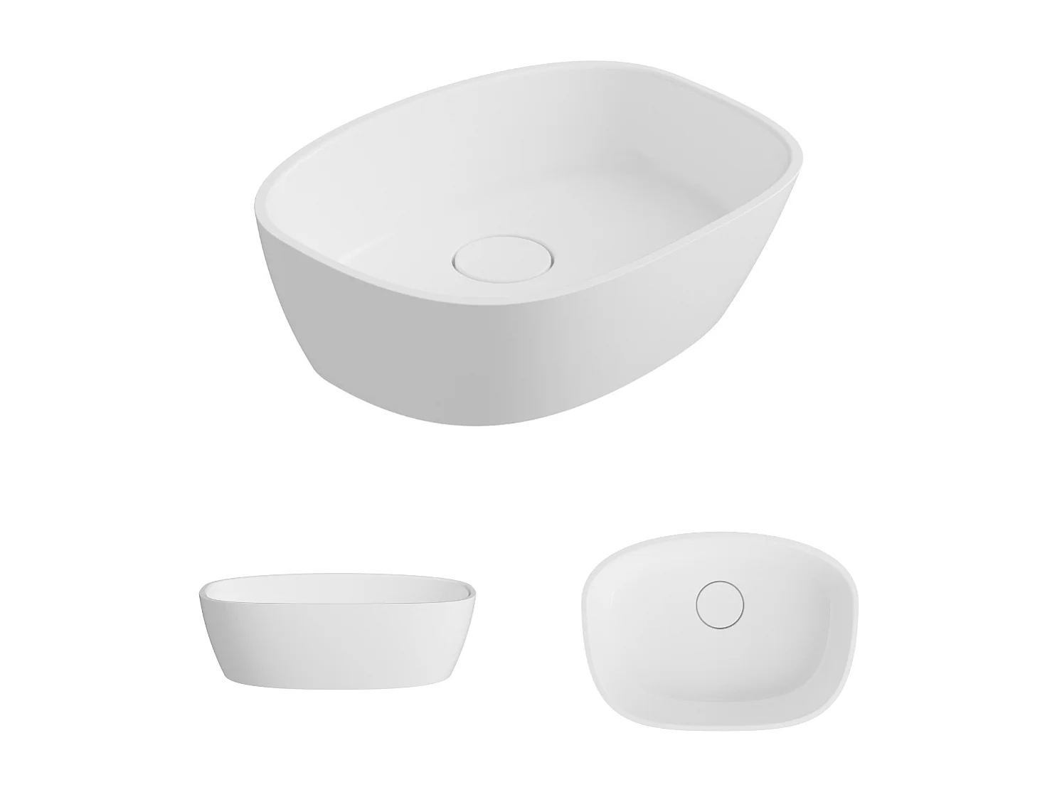 Vasque à poser FRODE - 75% Minéral Blanc Mat Asymétrique 50*36*H16.6cm - LAVABERG