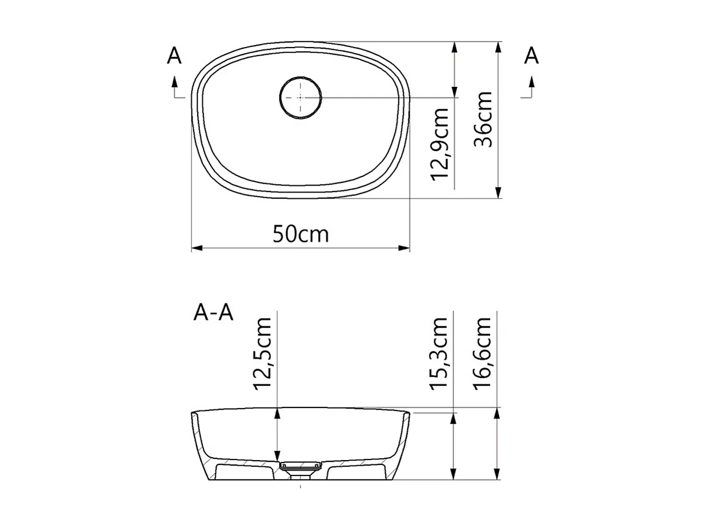 Vasque à poser FRODE - 75% Minéral Blanc Mat Asymétrique 50*36*H16.6cm - LAVABERG