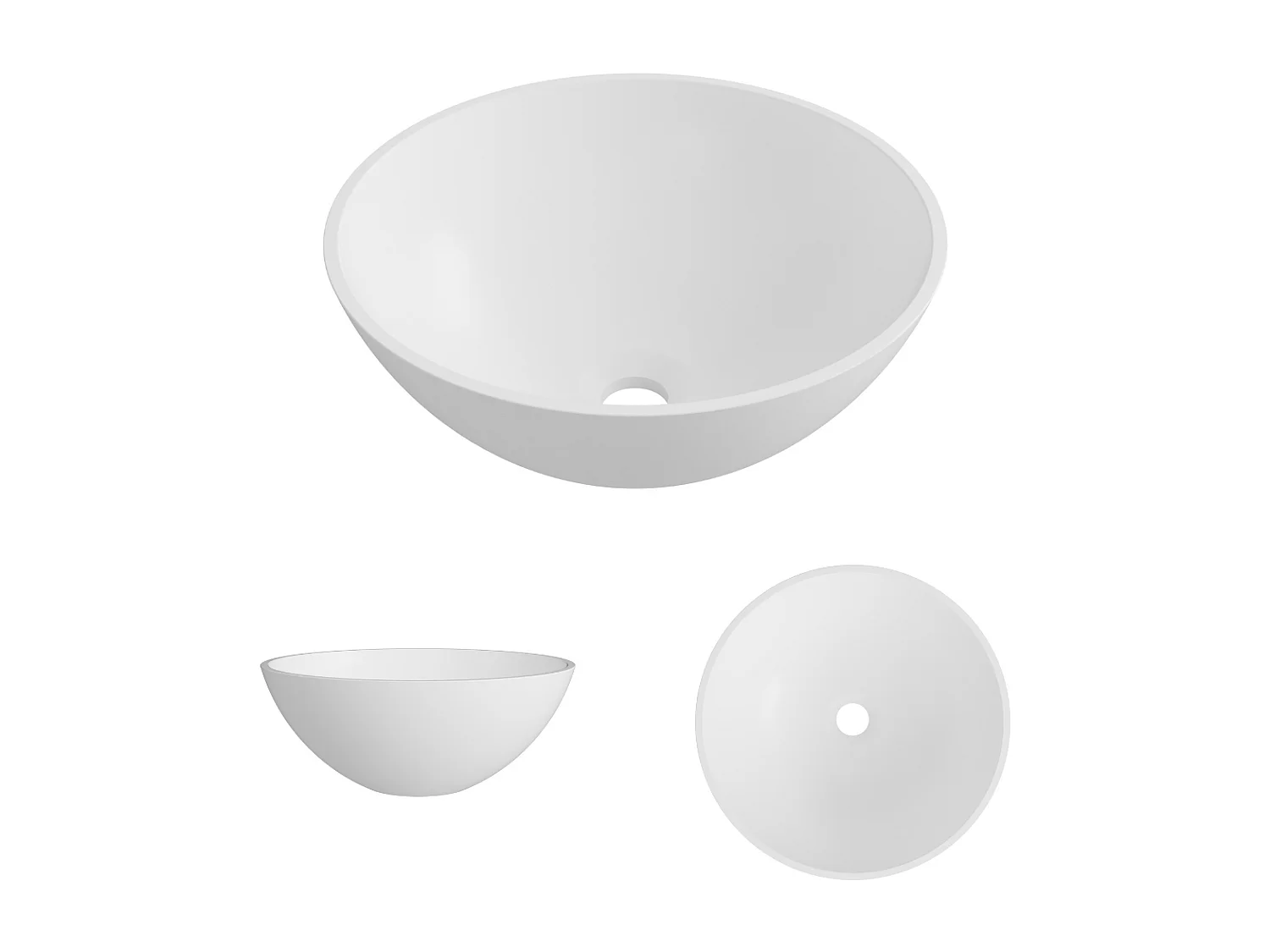 Vasque à poser VIDAR - 75% Minéral Blanc Mat Ronde 38cm*H15cm - LAVABERG