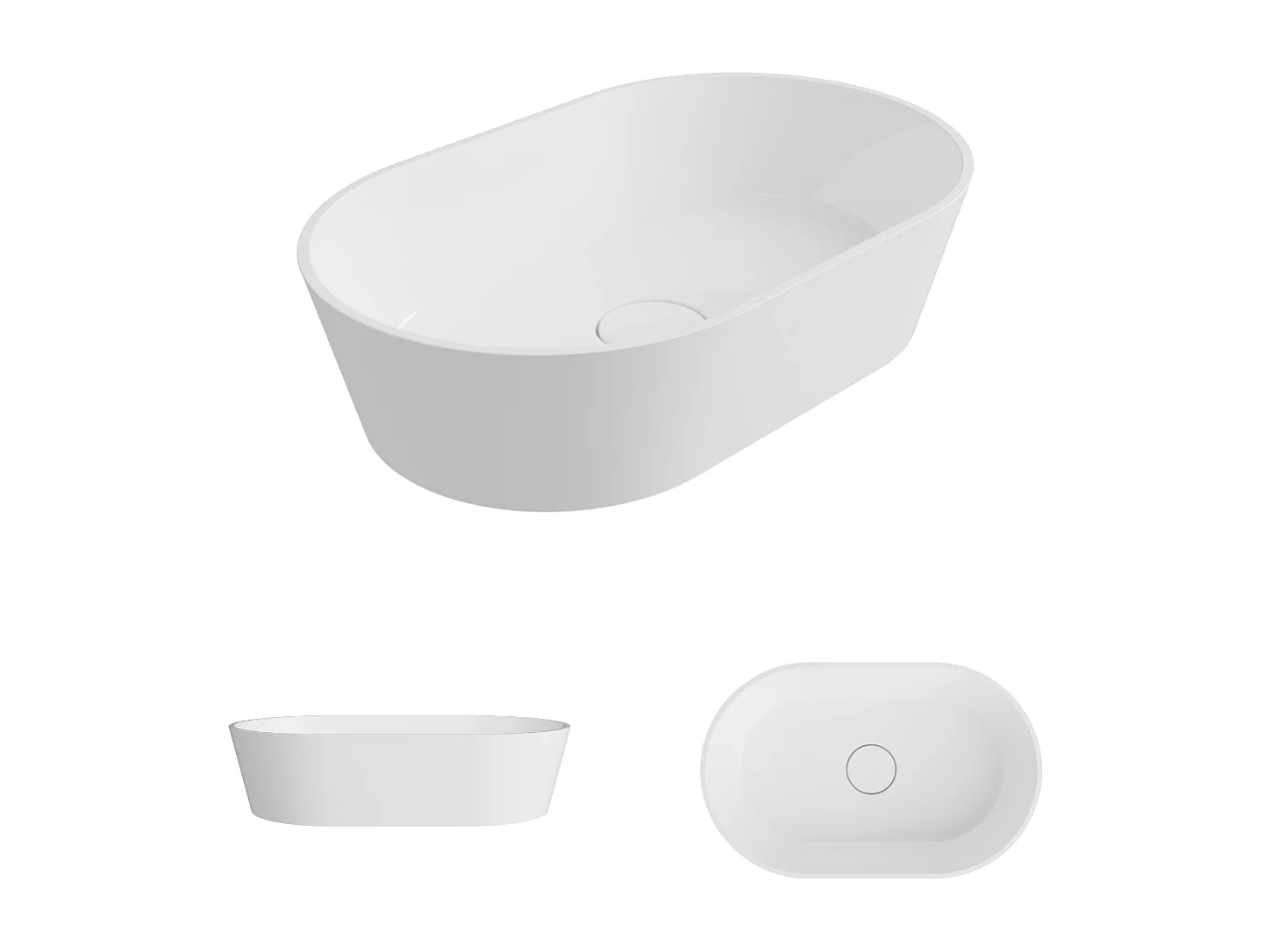 Vasque à poser KARIN  - 75% Minéral Blanc Brillant Ovale 47*38*H16.6cm - LAVABERG