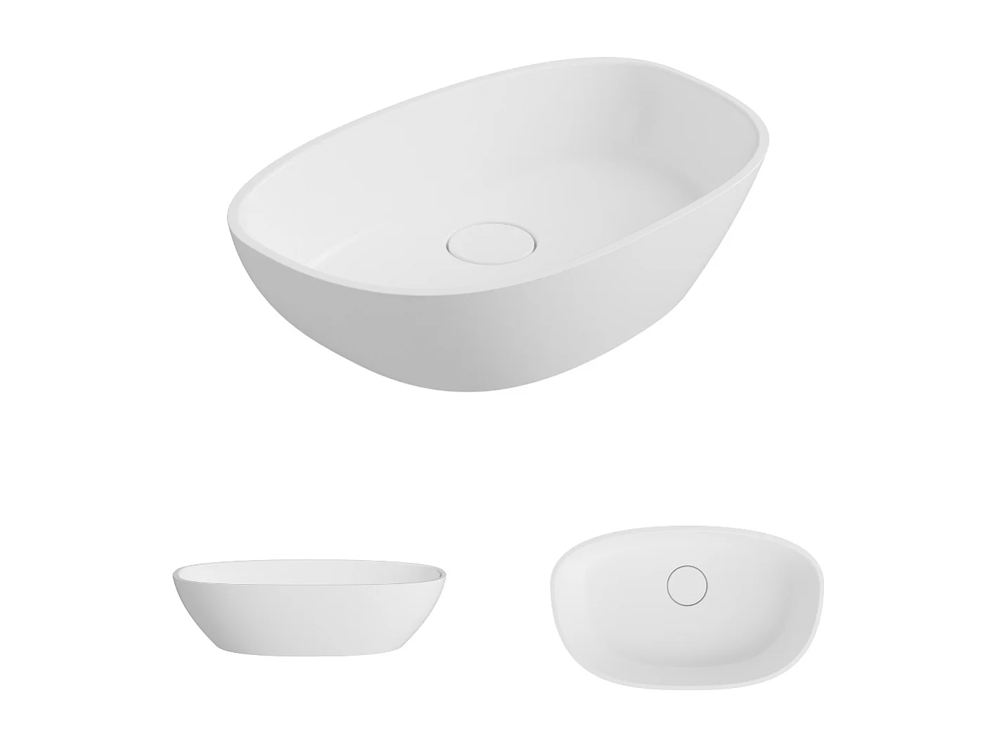 Vasque à poser FRODE - 75% Minéral Blanc Mat Asymétrique 60*36*H16.6cm - LAVABERG