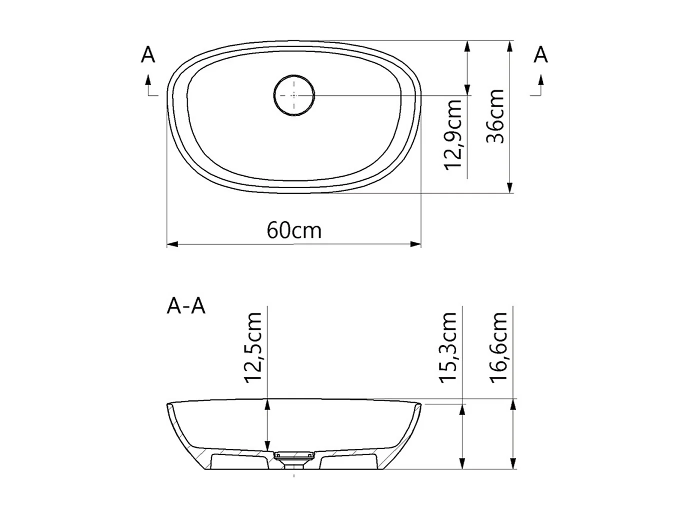 Vasque à poser FRODE - 75% Minéral Blanc Mat Asymétrique 60*36*H16.6cm - LAVABERG