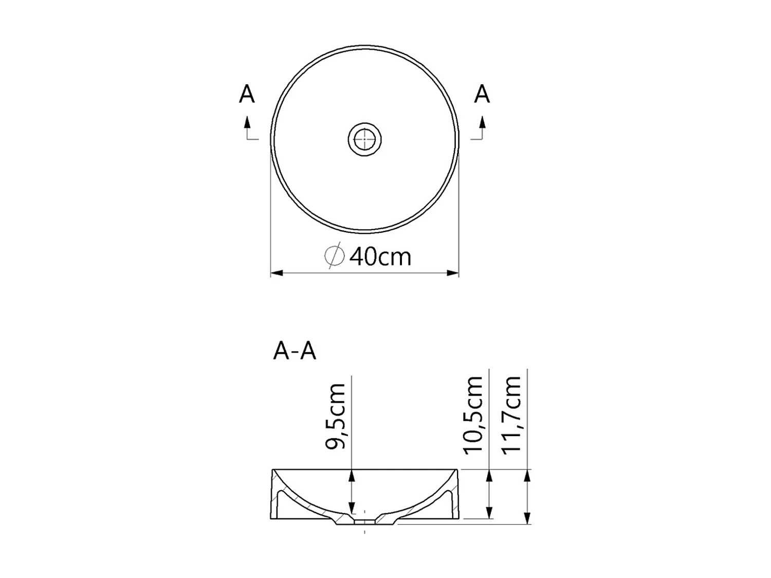 Vasque à poser OSCAR - 75% Minéral Blanc Mat Ronde 40cm*H11,7cm - OSCAR LAVABERG